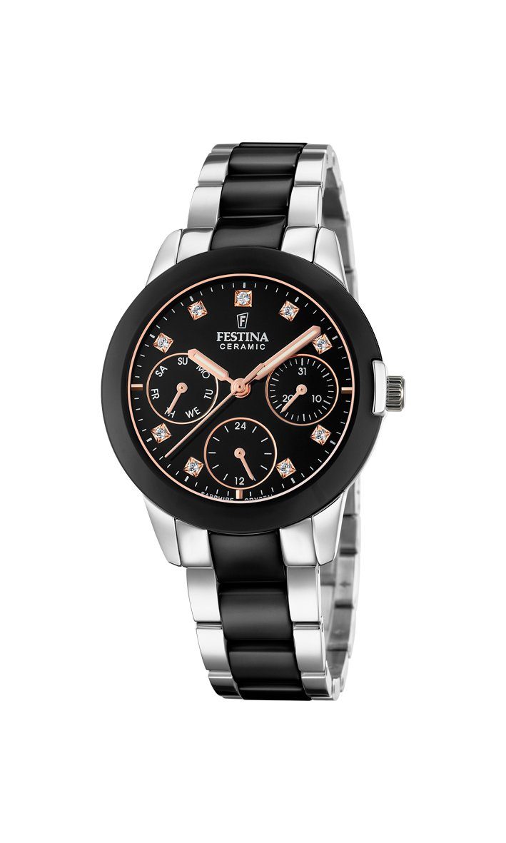 Festina Chronograph Festina Damen Uhr F20497/3 Multifunktion mit Swarovski Kristalle, (1-tlg)
