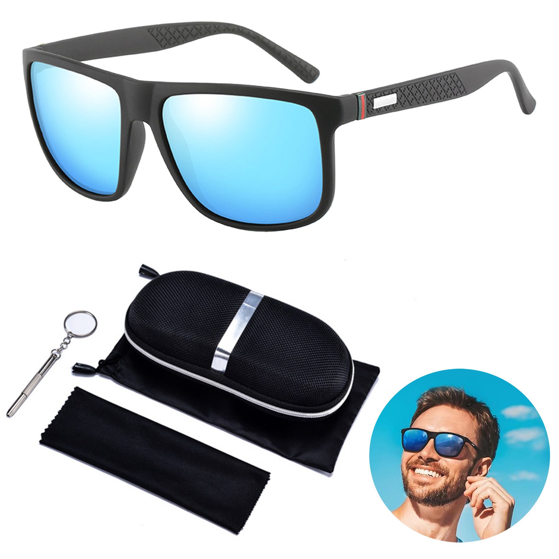 Mutig Sonnenbrille Polarisierte Sonnenbrille Unisex - Sunglasses UV Schutz 400 (mit Anti-Rutsch-Funktion und leichtem Rahmen, enthalten etui und Mikrofaser Beutel&Auto-Brillenclip, Brillenputztuch) für Männer und Frauen beim Fahren, Outdoor, Strandurlaub