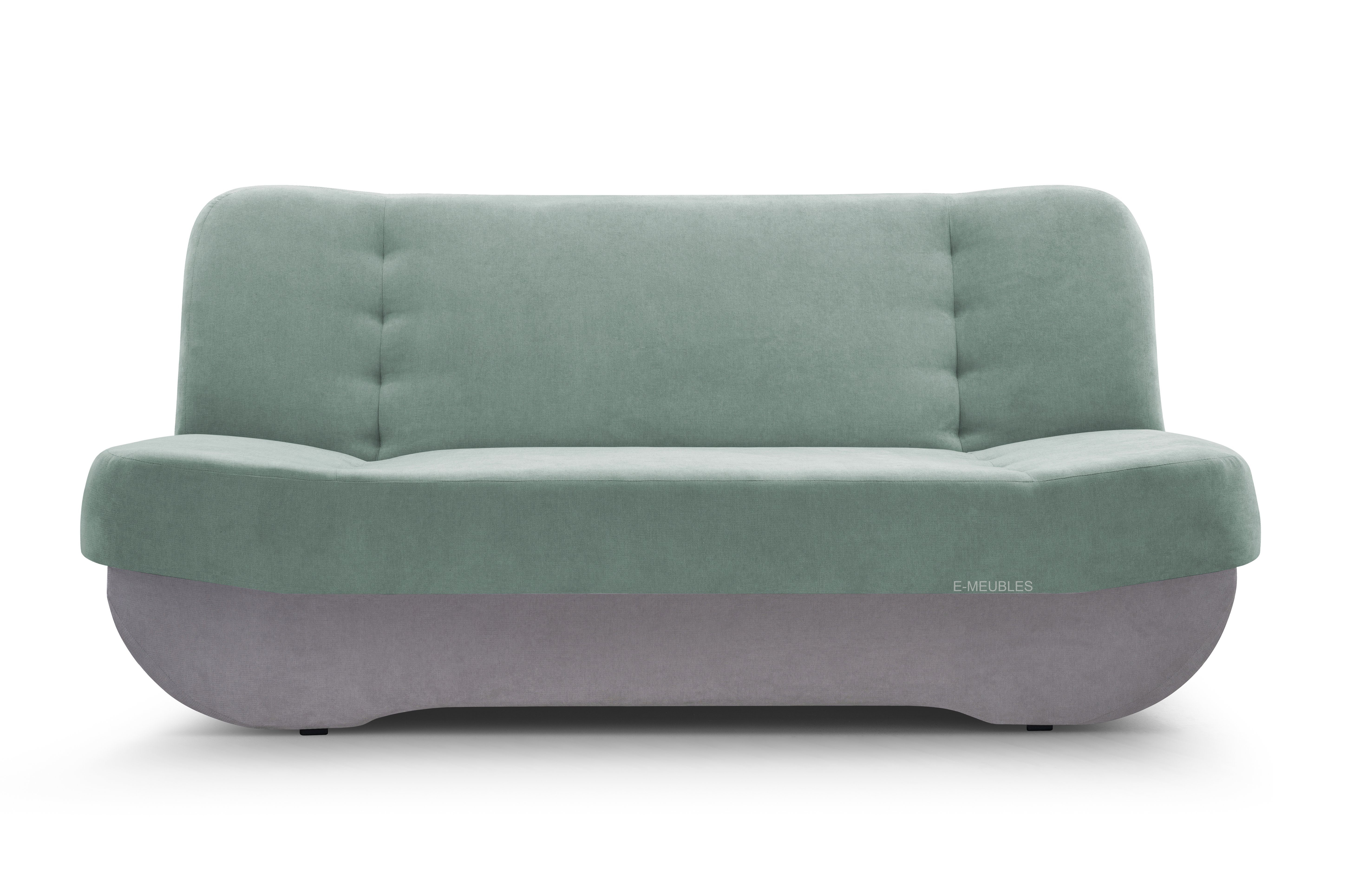 MOEBLO Schlafsofa Pafos, Sofa 34 Bettkasten Mintgrün Kippsofa mit - mit Hellgrau Klappsofa + Schlaffunktion, SORO SORO Clic-Clack, + 83