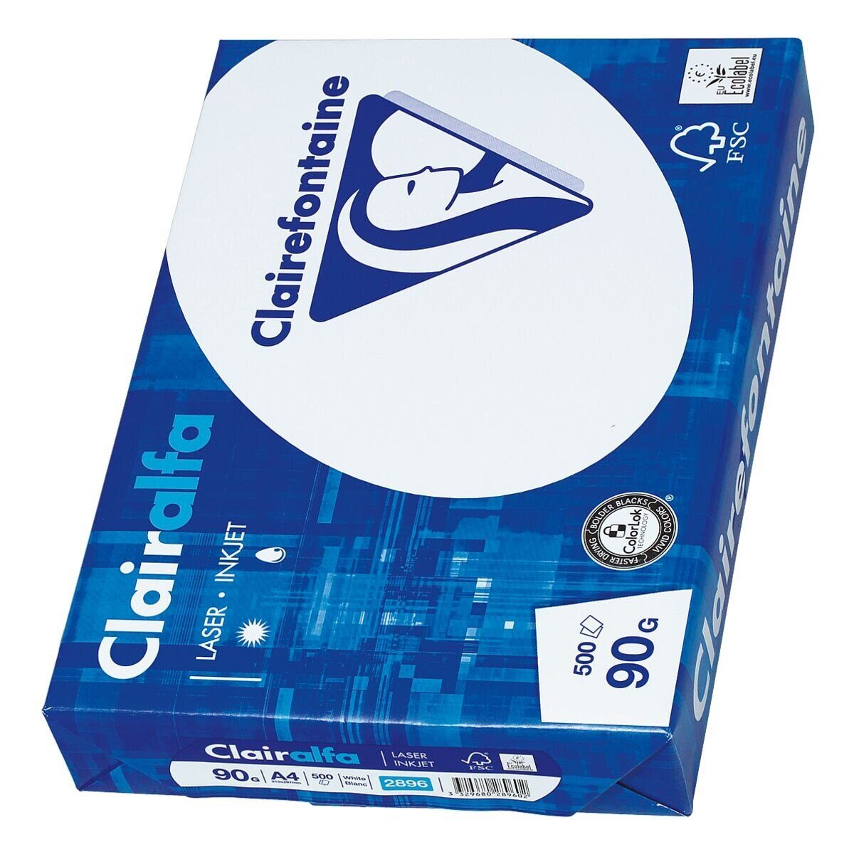 CLAIREFONTAINE Druckerpapier Clairalfa 2896, Format DIN A4, 90 g/m², 172 CIE, 500 Blatt
