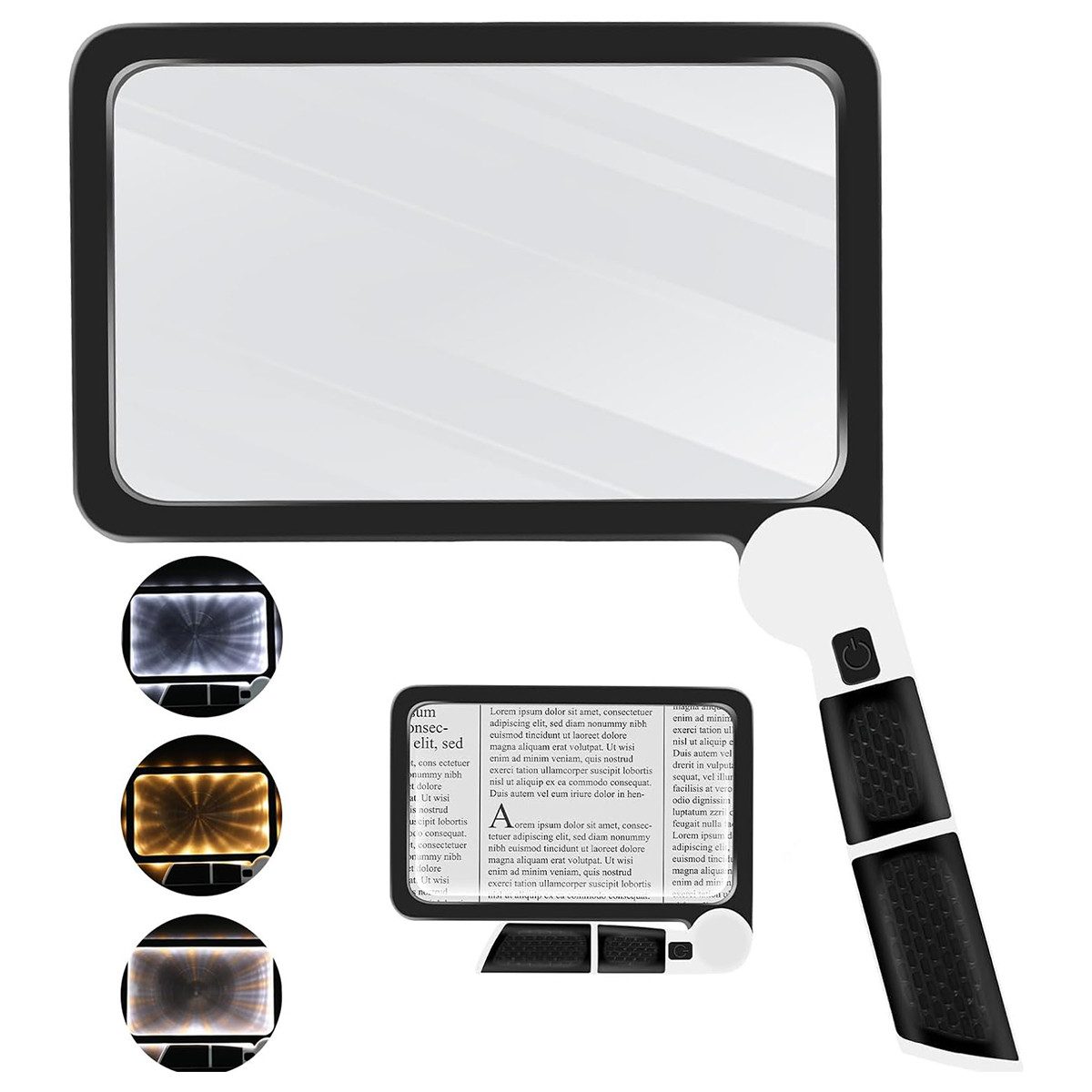 Novzep Handlupe Lupe mit Led Licht, 3X Leselupe mit Beleuchtung Für Senioren, 1-tlg.