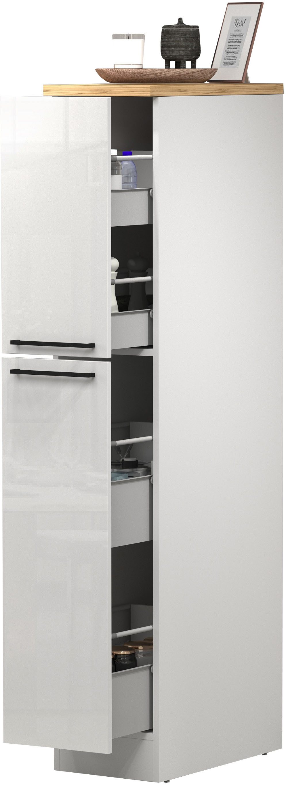 KOCHSTATION Apothekerschrank KS-Sole Breite 30 cm, 2 Auszüge, 4 Fächer