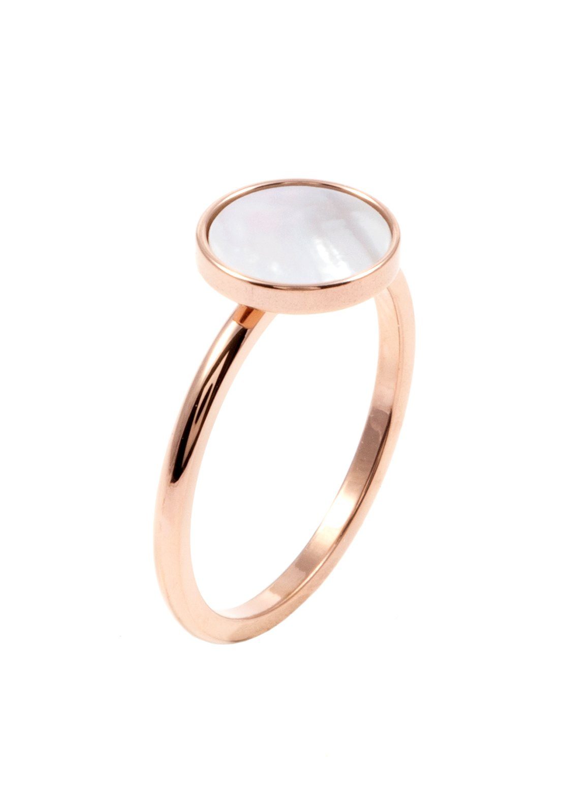 Hey Happiness Fingerring Kreis Muschel 18K Gold Roségold, Edelstahl Damen Ring Geo Plättchen, Geschenk Idee