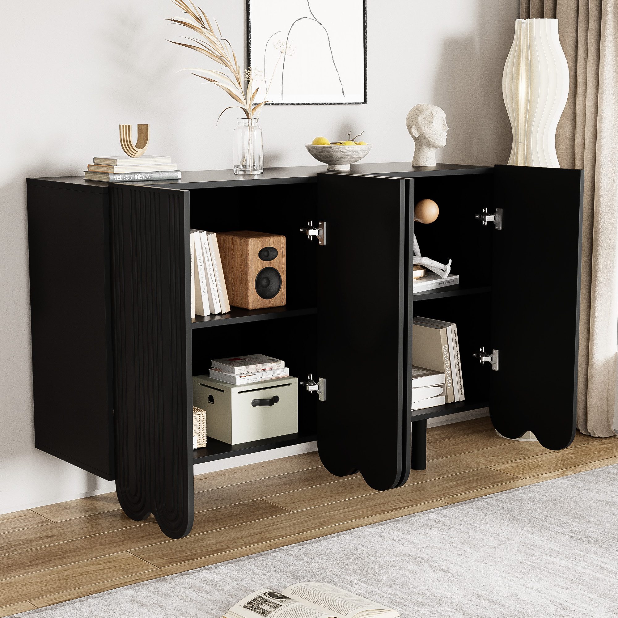 Merax Sideboard, mit 4 Türen,Kommode,Wohnzimmerschrank,Buffet,B:120cm günstig online kaufen