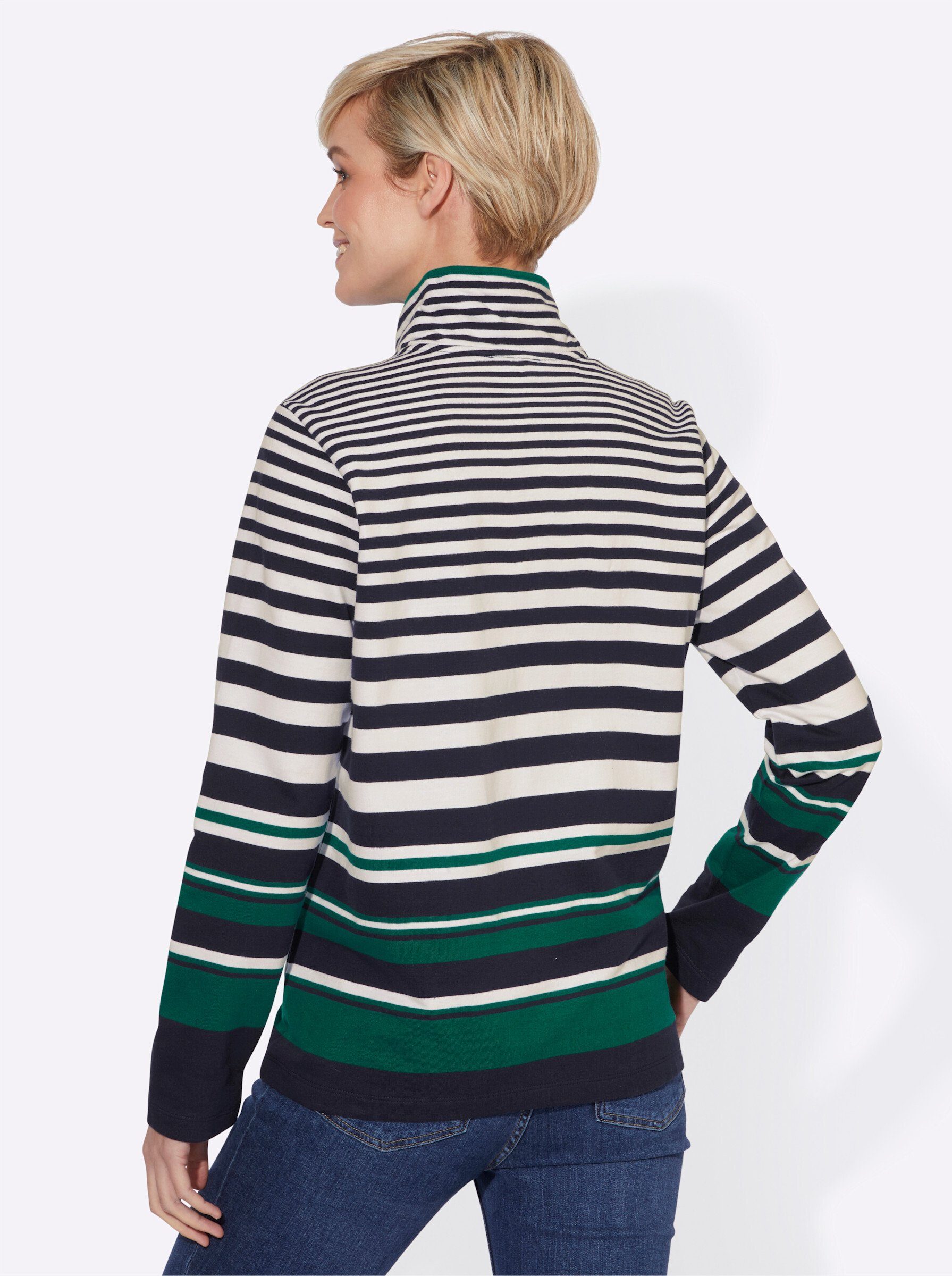 Sweater WEIDEN WITT marine-dunkelgrün-gestreift