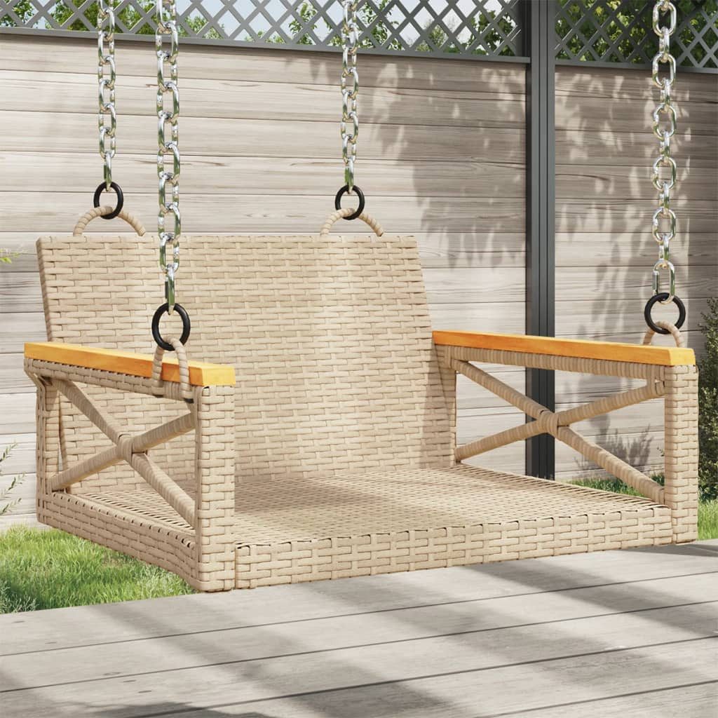 vidaXL Gartenbank Hängesessel Beige 63x62x40 cm Poly Rattan (1-St)
