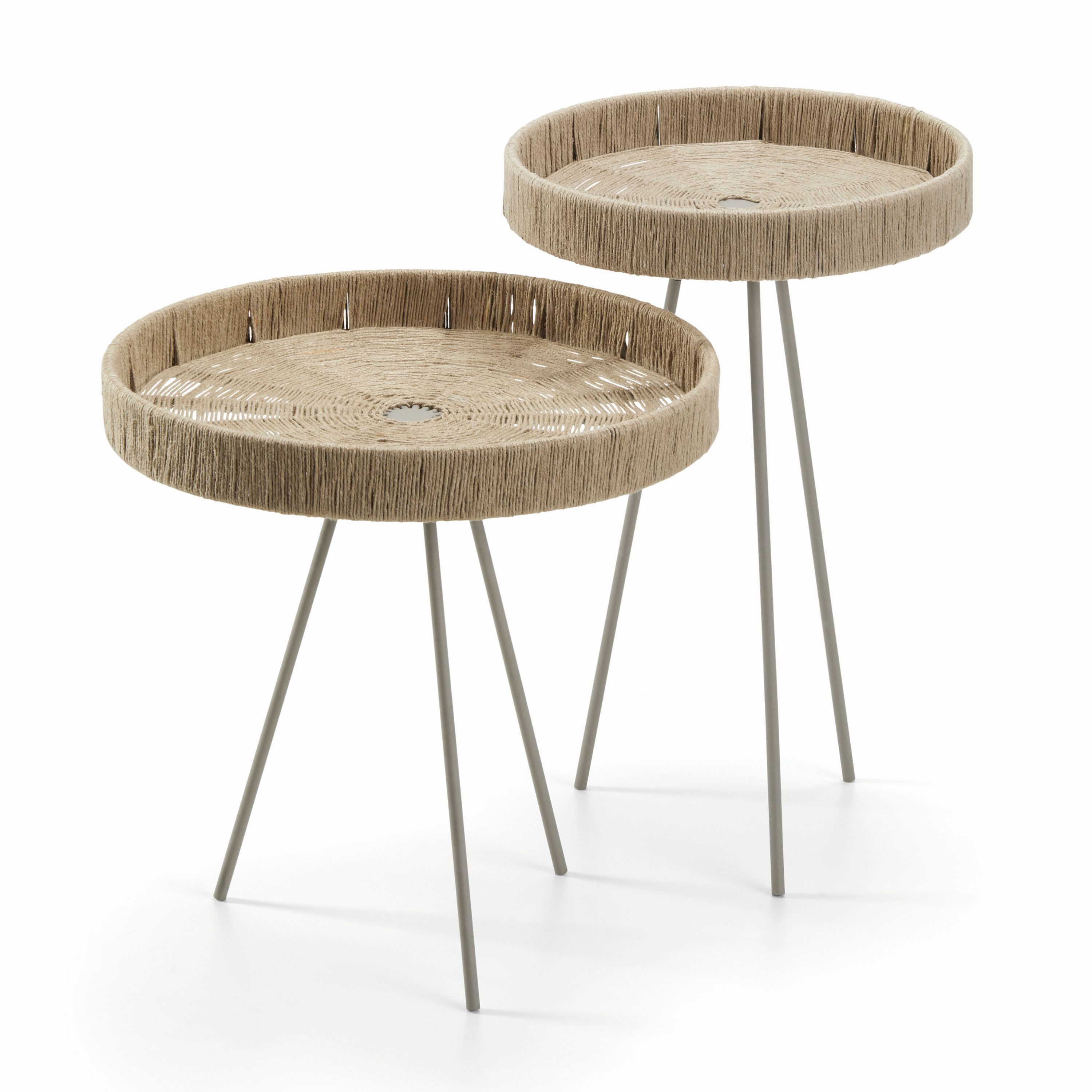PHILIPPI Beistelltisch Tahiti, Jutebespannung, rund, Stahlgestell, Natur, 36 x 36 x 56 cm