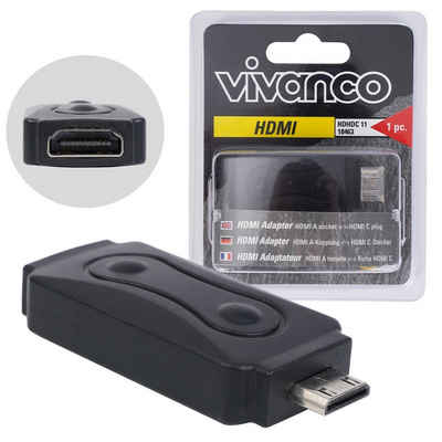 Vivanco HDMI-Adapter zu Mini-HDMI Verbindung Video-Adapter Mini-HDMI, 10 cm, HDMI-Buchse A auf Mini HDMI Typ C-Stecker passend für TV PC Kamera Digicam Camcorder etc.