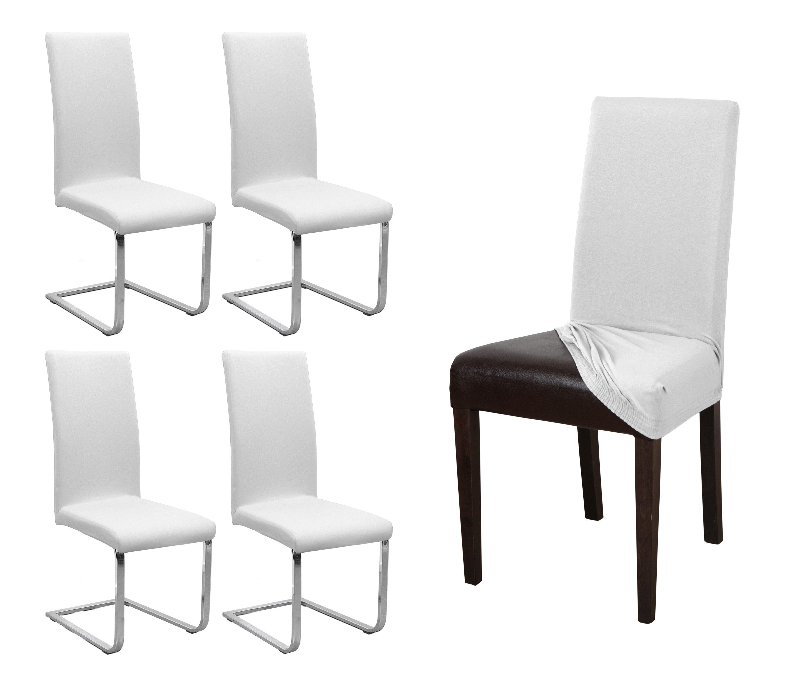 Beautex Stuhlhusse Jersey Baumwolle elastisch für Stühle und Schwingstühle 2er Set