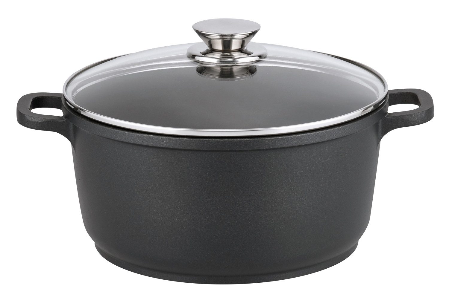 Elo Kochtopf ALUCAST, Ø 24 cm, Schwarz, mit Glasdeckel, Aluminiumguss, Antihaftbeschichtung, für alle Herdarten geeignet