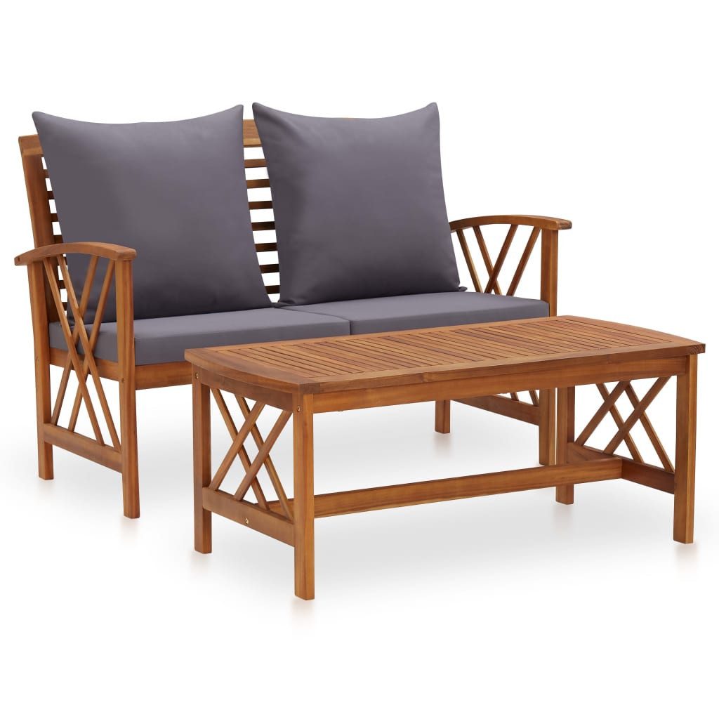 vidaXL Gartenlounge-Set 2-tlg. Garten-Lounge-Set mit Auflagen Massivholz, (2-tlg)