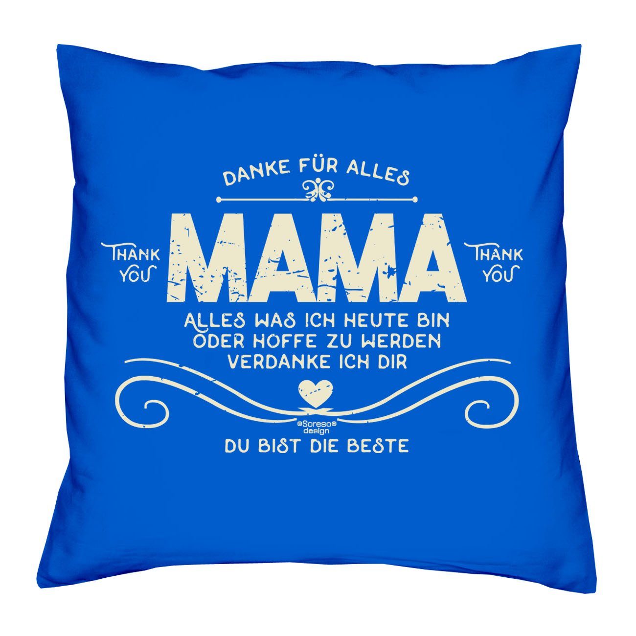 & Muttertagsgeschenk Urkunde, Danke Mama Kissen Mama royal-blau Soreso® Dekokissen