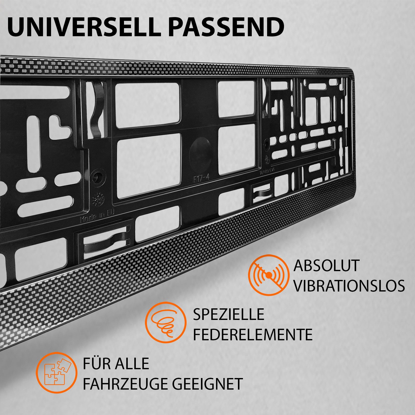 L & P Car Design Kennzeichenhalter für Auto Carbon Nummernschildhalter Kennzeichenhalterung, (2 Stück) – Bild 3 von 5