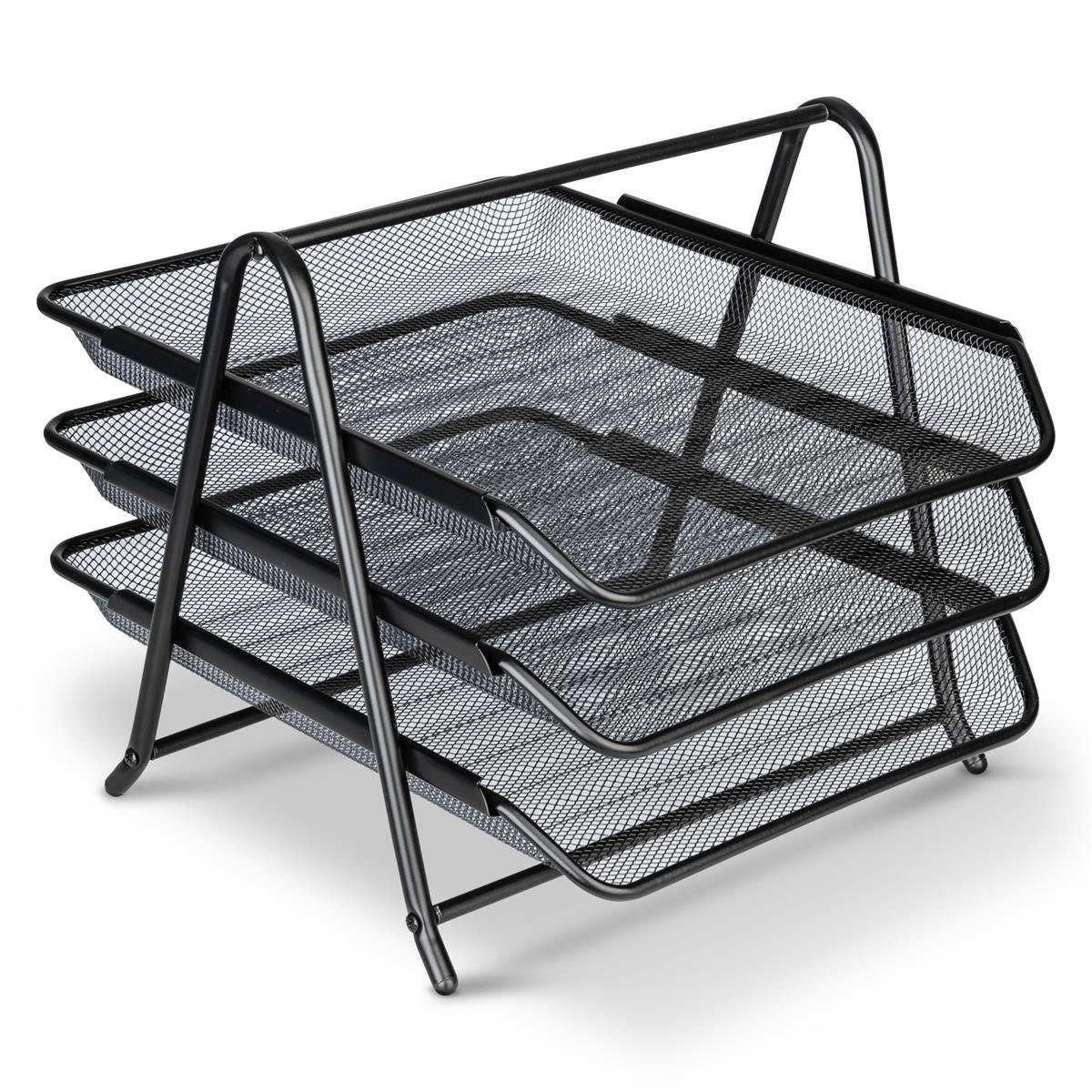 HRB Büroablage Für DIN A4 – Schwarz, Stapelbar, Aus PP-Kunststoff, 34 X 25,5 X 6 Cm (LxBxH)