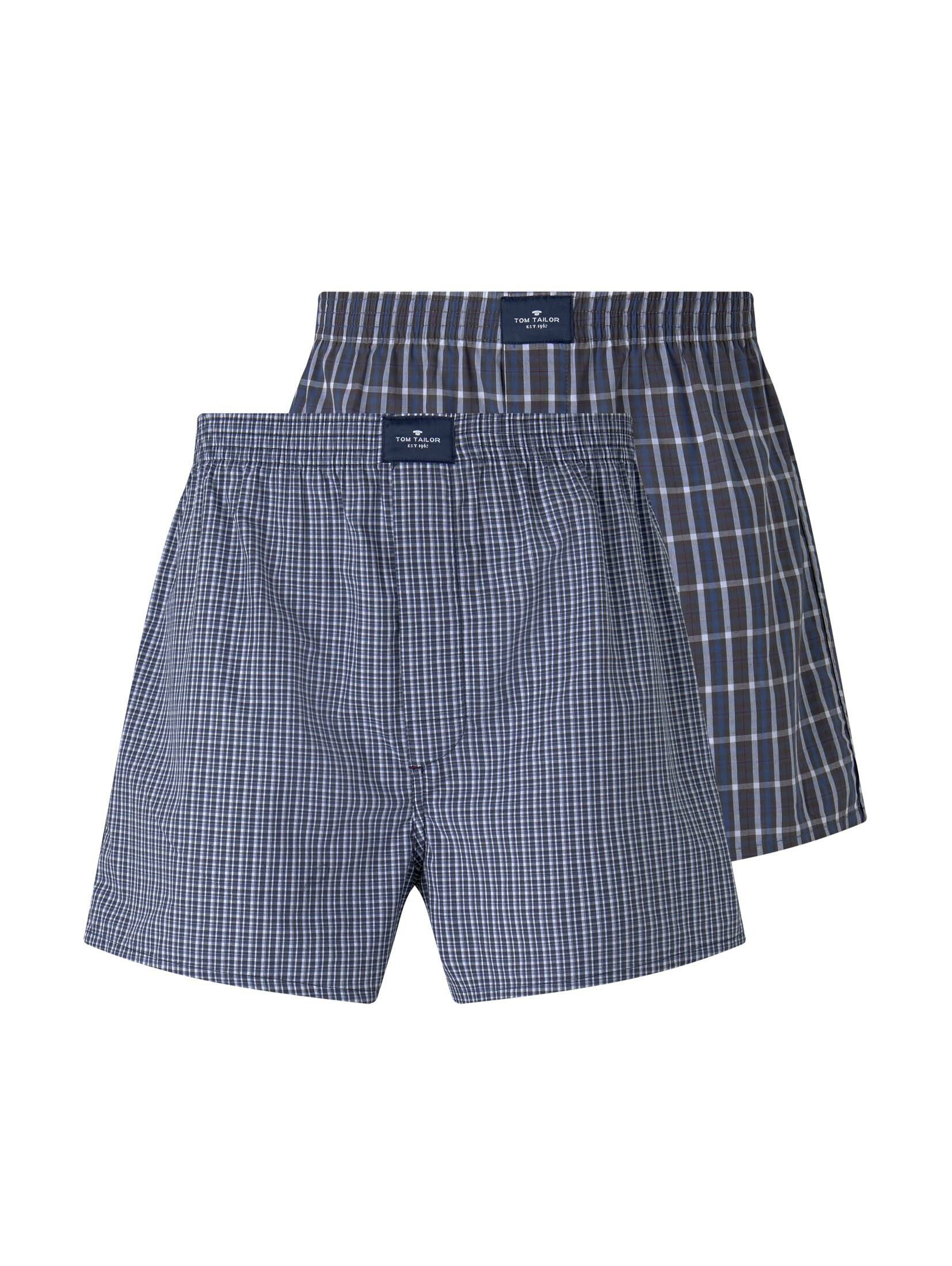 (im im TAILOR blue-dark-check Zweierpack Doppelpack) Boxershorts TOM Boxer-Shorts