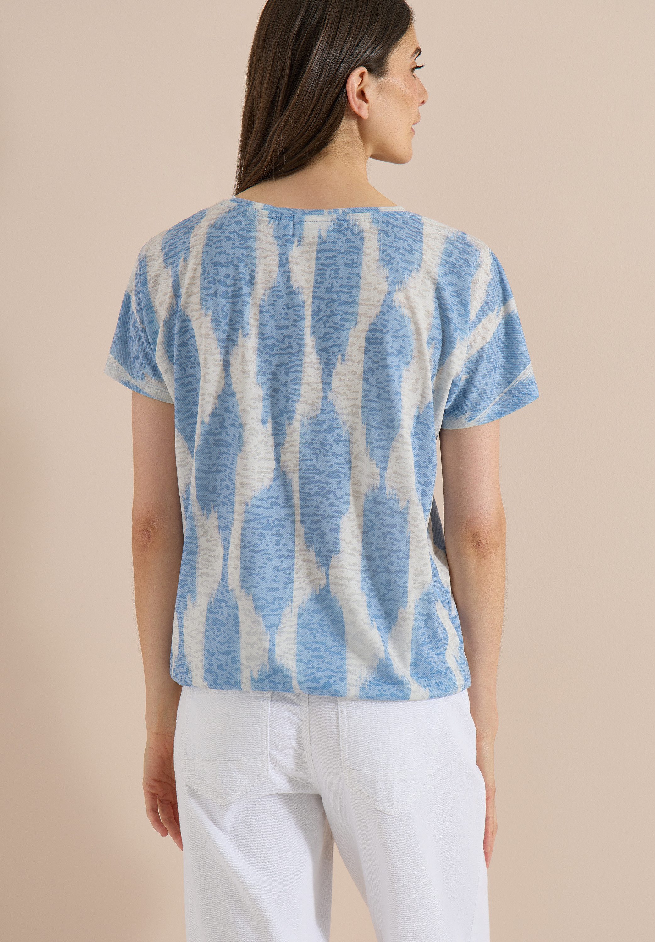 CECIL Kurzarmshirt Sommershirt im Ausbrenner-Look mit Wording – Bild 2 von 5