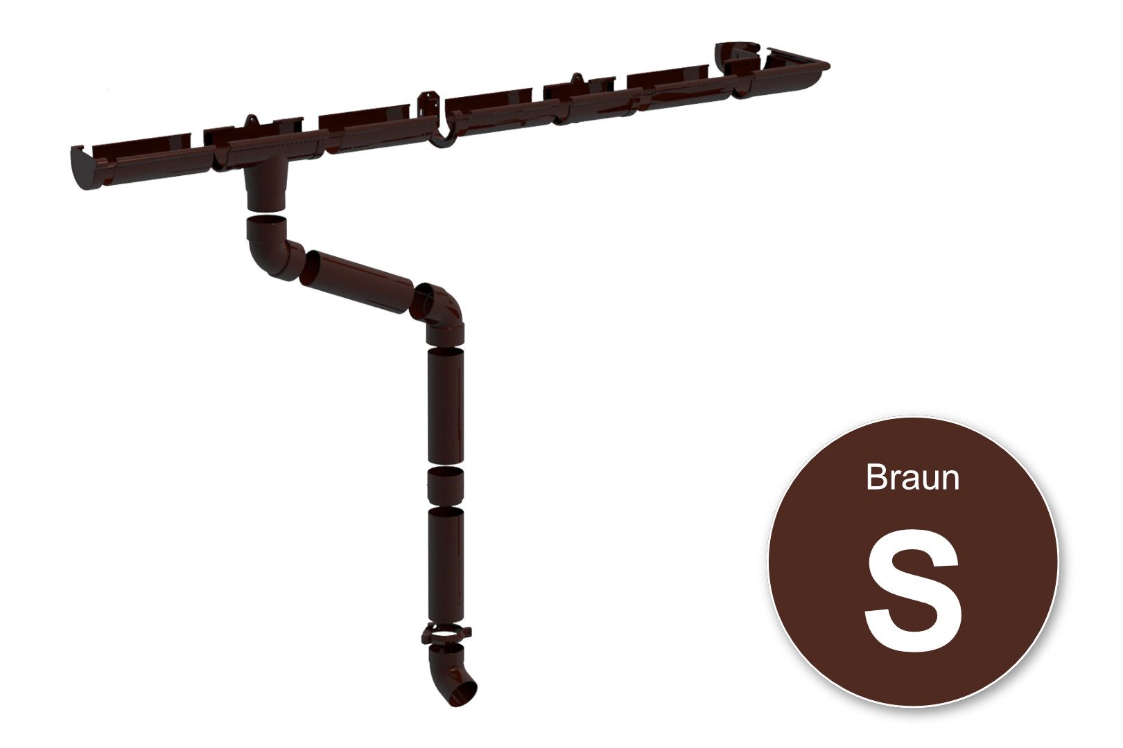 RainWay Dachrinne, Regenrinnen Komplettset (1 Dachseite) - PVC-U Kunststoff in 4 Farben, für Dachflächen < 100m² empfohlen (Komplettes Set - 2 Meter) Regenrinne Erweiterung