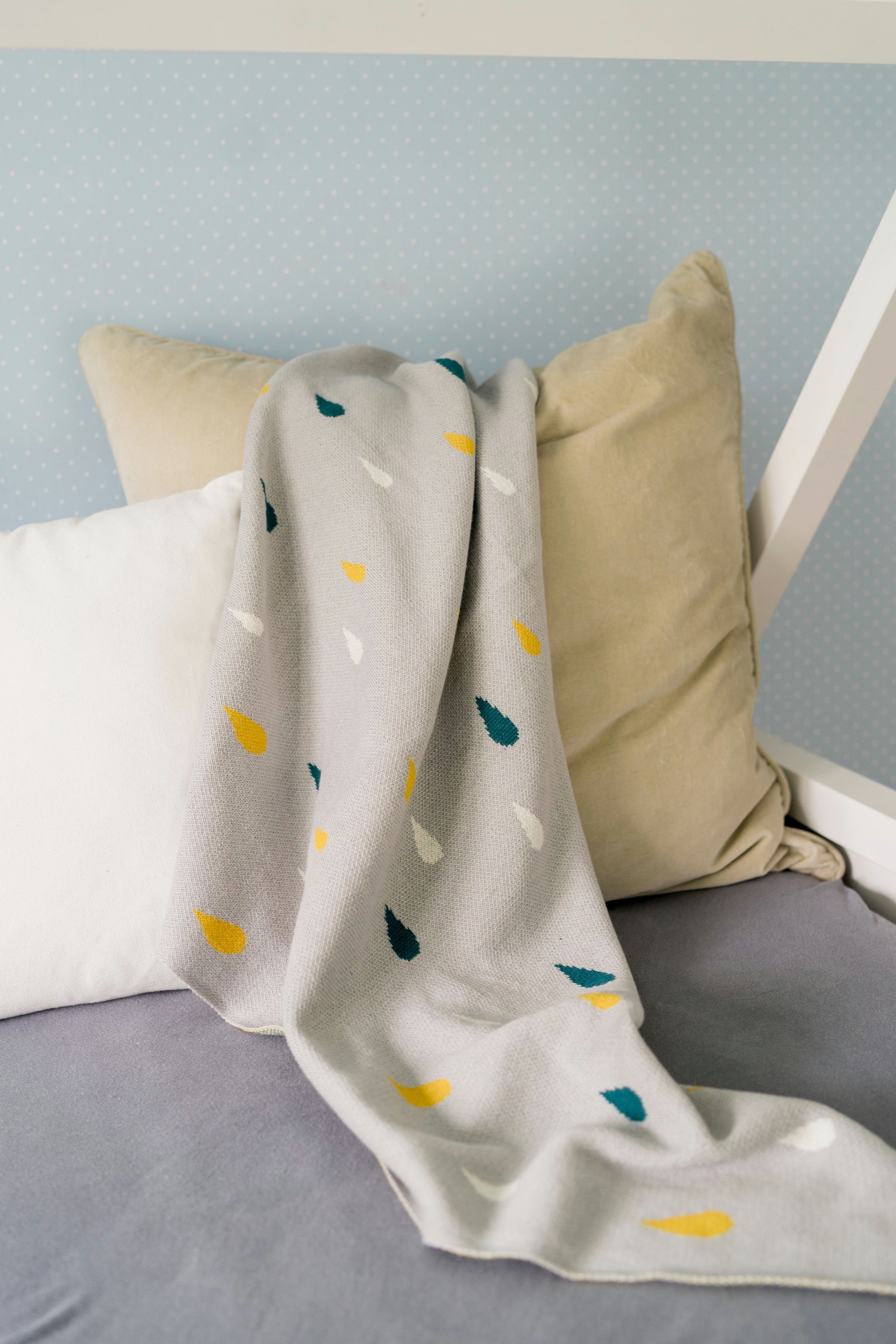 Kinderdecke, KINDSGUT, weiche Baby-Decke, Regentropfen günstig online kaufen
