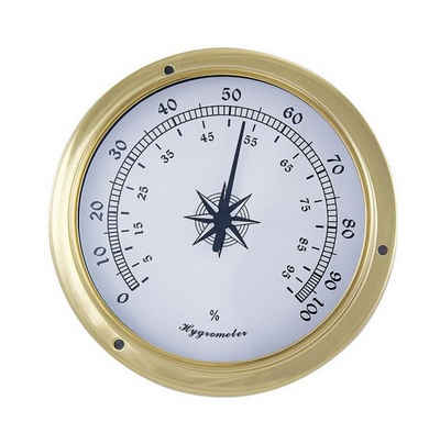 Linoows Dekoobjekt Hygrometer, Messing Schiffsthygrometer Ø 12 cm, funktionsgetreue Dekoration