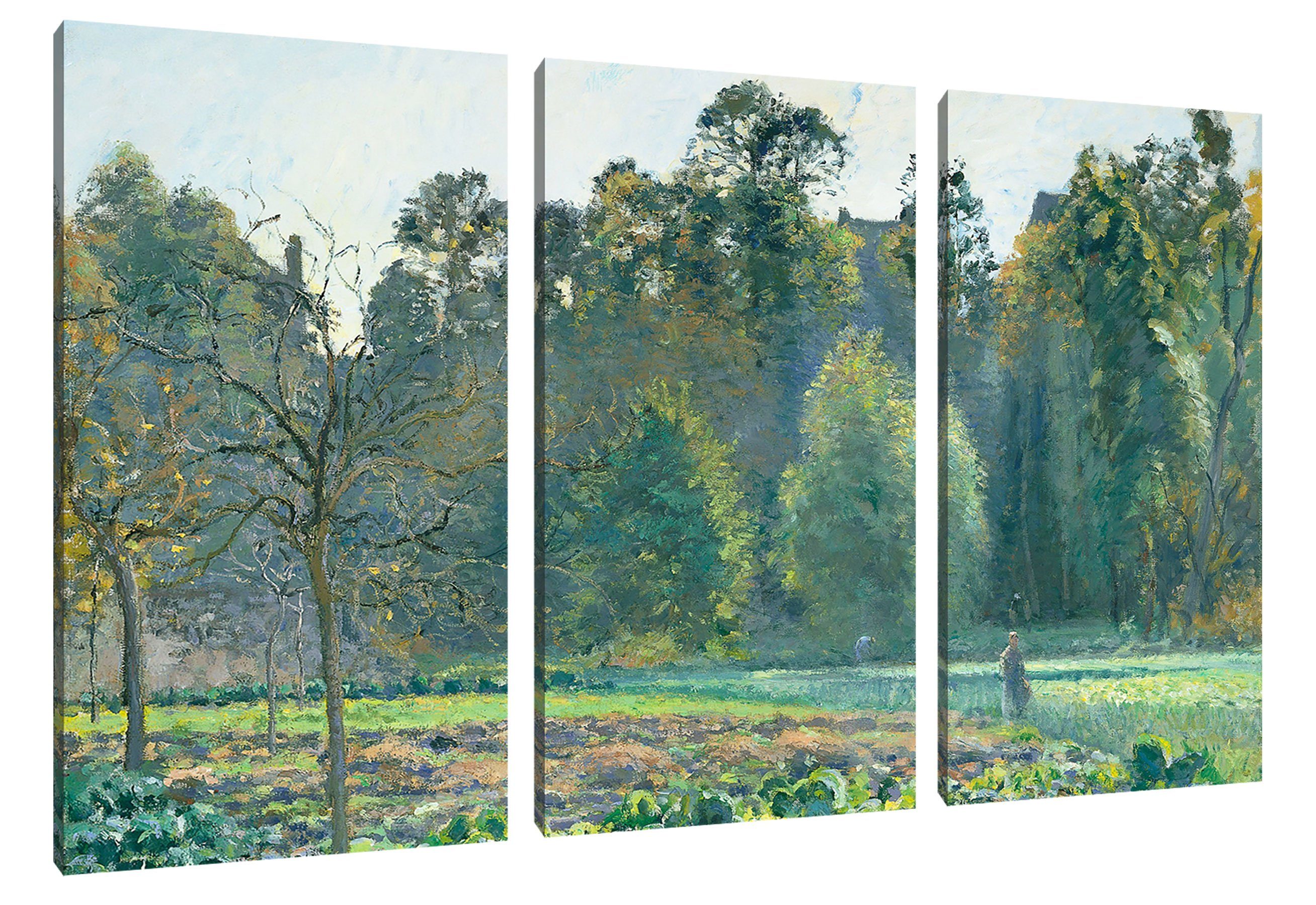 Pixxprint Leinwandbild Camille Pissarro - Le champ de chou Pontoise, Camille Pissarro - Le champ de chou Pontoise 3Teiler (120x80) (1 St), Leinwandbild fertig bespannt, inkl. Zackenaufhänger
