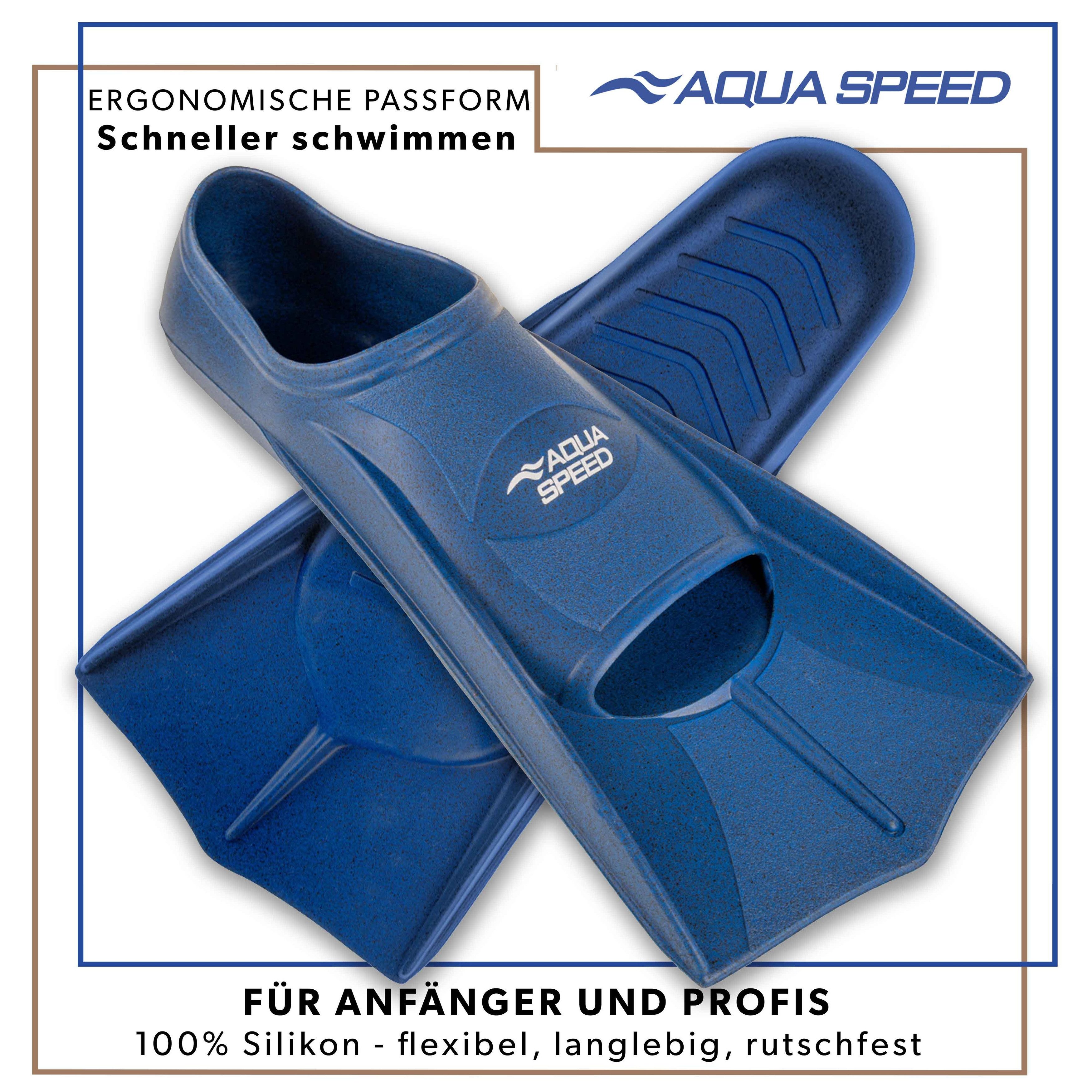 Aqua Speed Flosse Kurze Schwimmflossen Silikon teils recycelt Perfekt fürs Training, Effektive Beinmuskulatur-Stärkung für alle Schwimmstile