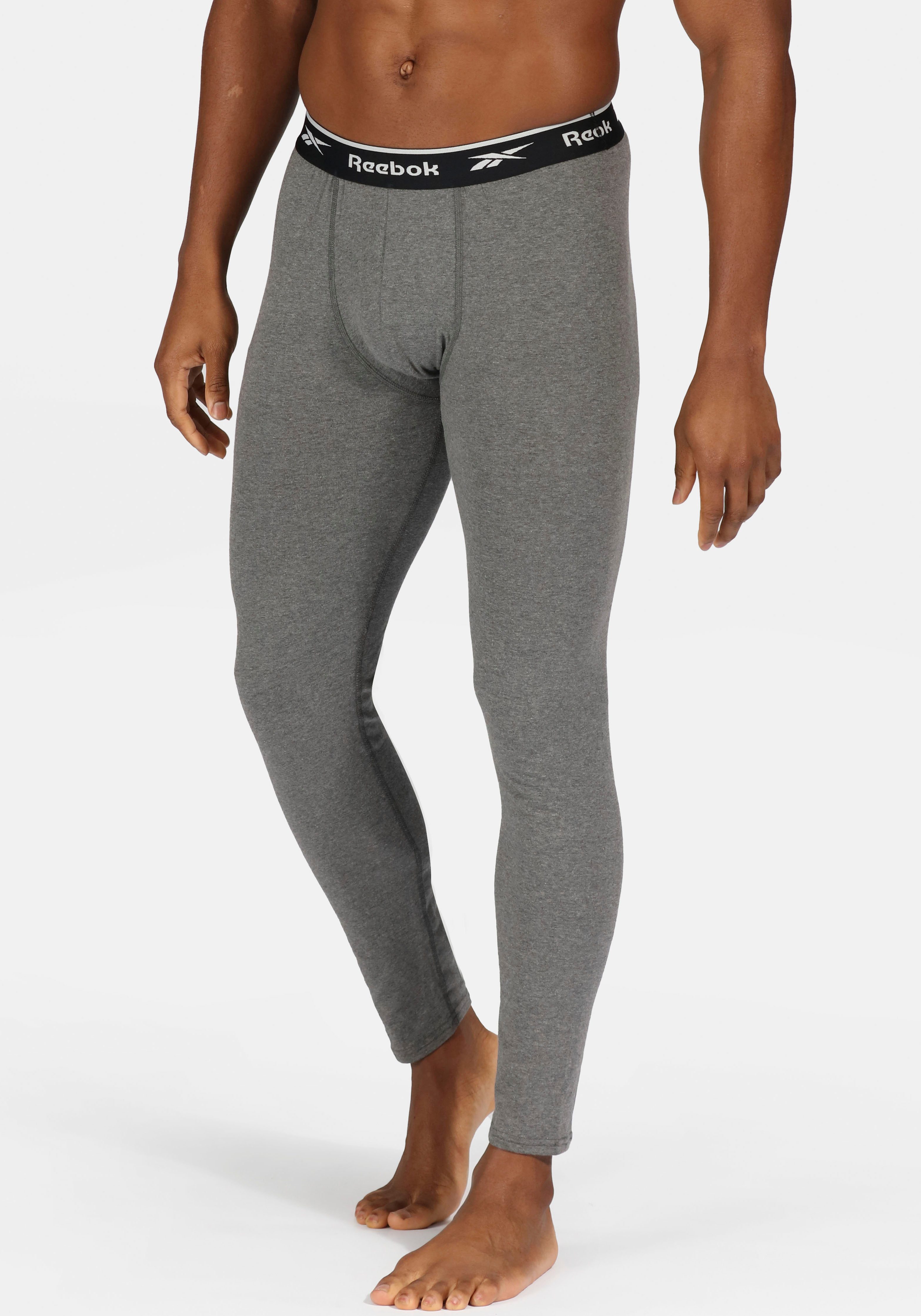 Reebok Lange Unterhose JOHNY basic, lang, atmungsaktiv, mit Logo, breiter Bund, Baumwollmix