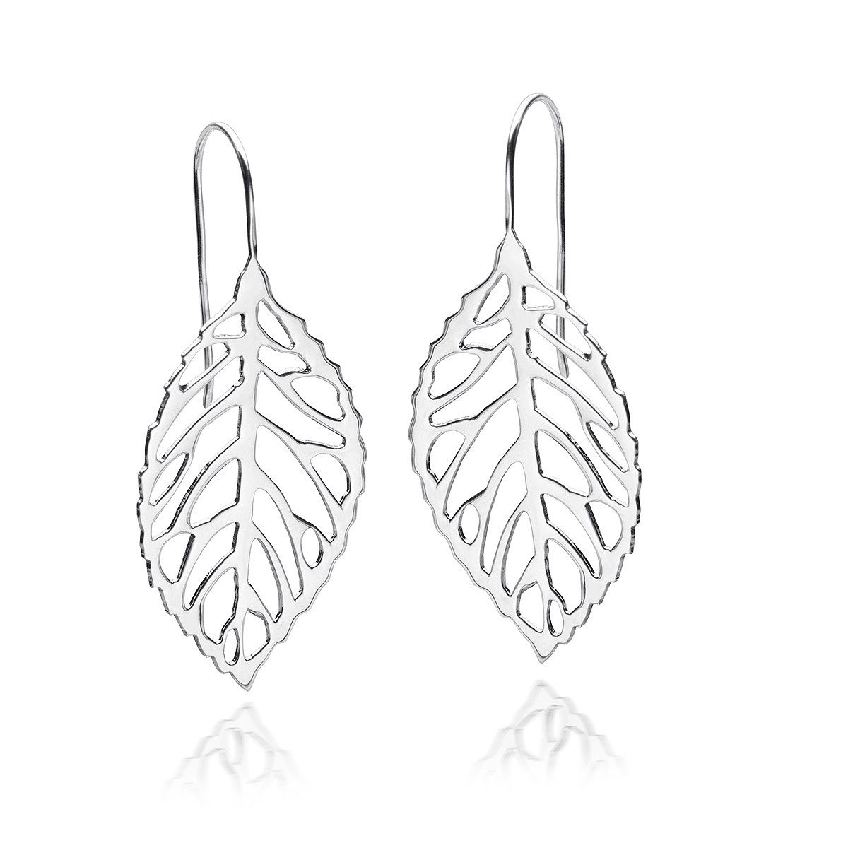 Materia Paar Ohrhänger Damen Silber Blatt hängend SO-45, 925 Sterling Silber, Hochglanz