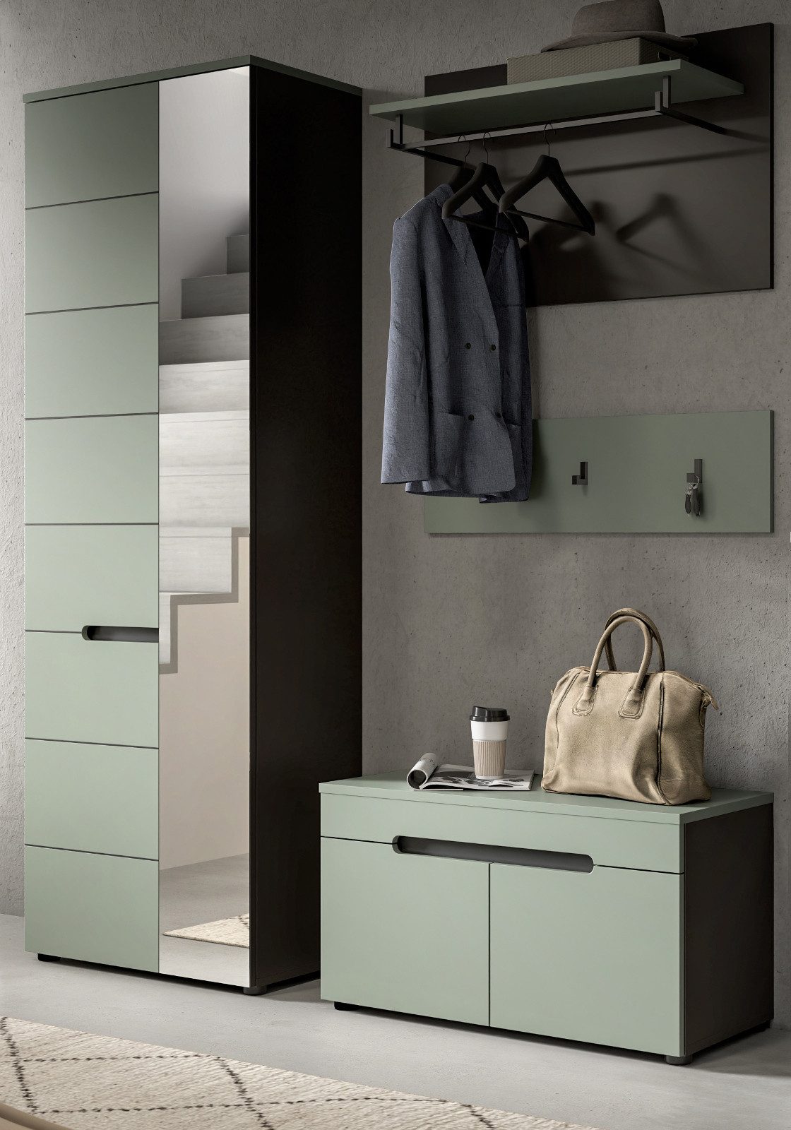Inn.Furn Garderoben-Set Cooper, (Flurgarderobe in Salbei günstig online kaufen