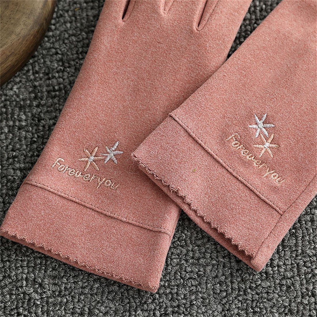 DÖRÖY Fleecehandschuhe Handschuhe Touchscreen Damenmode Schwarz Reithandschuhe, Winter Warme