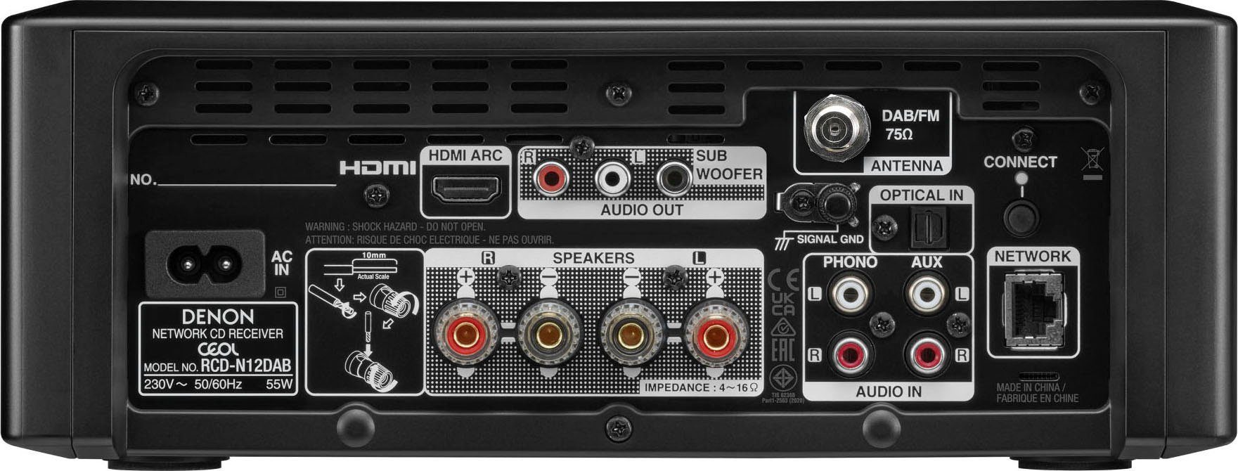 Stereoanlage N12DAB mit FM-Tuner, (DAB), W) RDS, CEOL 130 weiß UKW (Digitalradio Denon