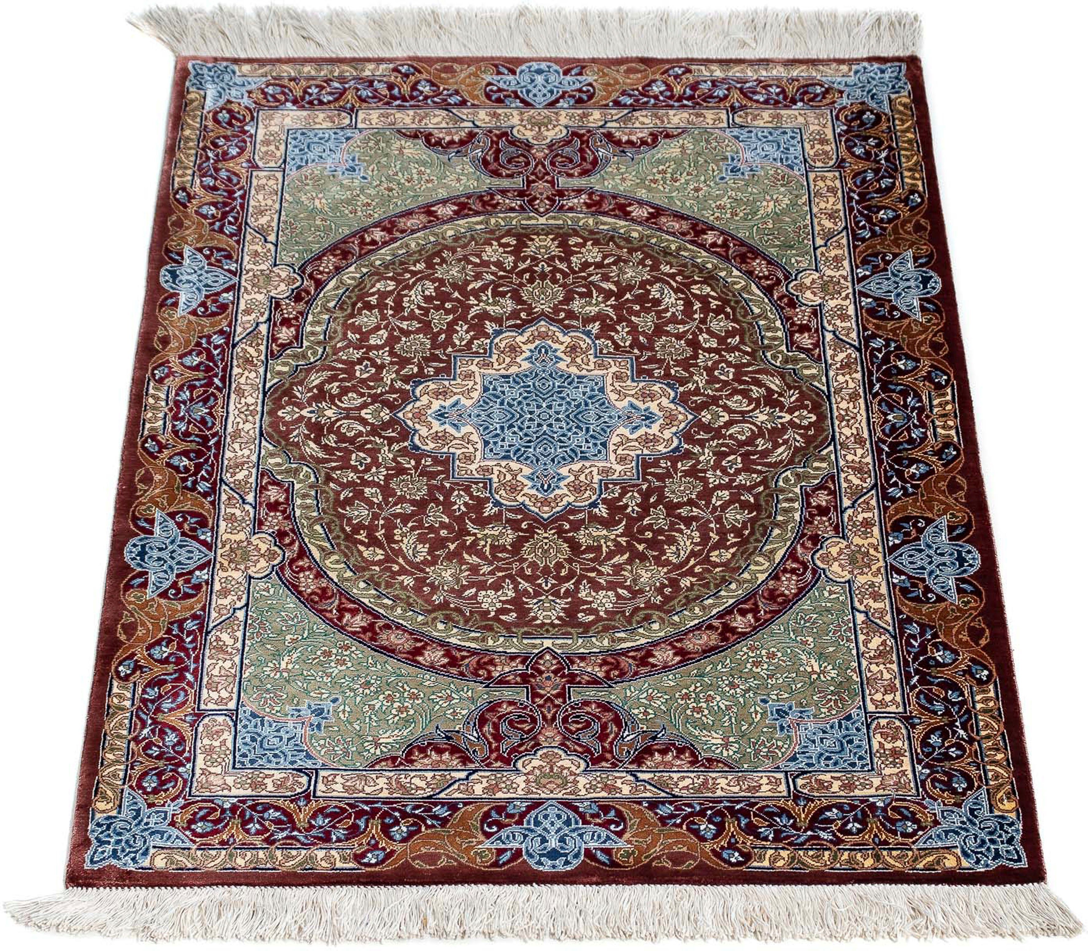 Orientteppich Perser - Ghom - 90 x 61 cm - mehrfarbig, morgenland, rechteckig, Höhe: 10 mm, Wohnzimmer, Handgeknüpft, Einzelstück mit Zertifikat