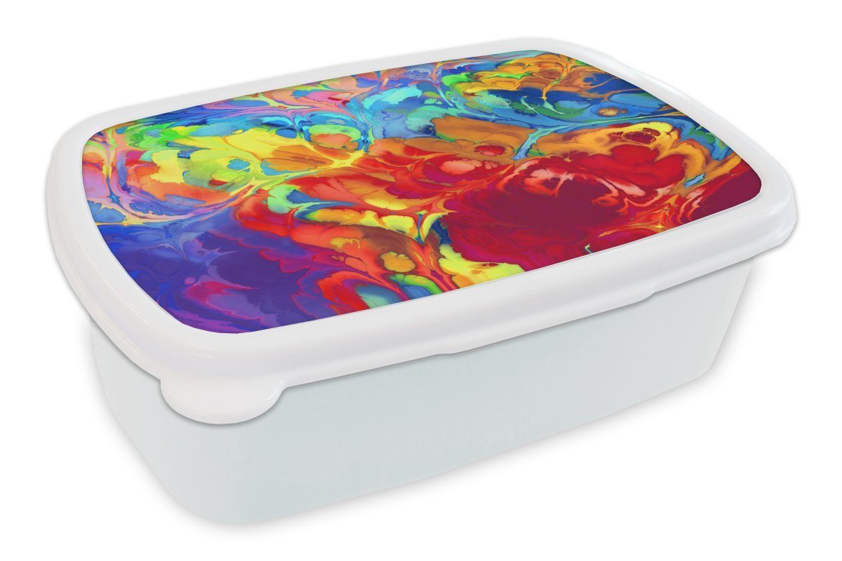 MuchoWow Lunchbox Regenbogenfarben weiß (2-tlg), für Brotbox beigemischt, und Mädchen Erwachsene, und für Kunststoff, Brotdose, Kinder Jungs