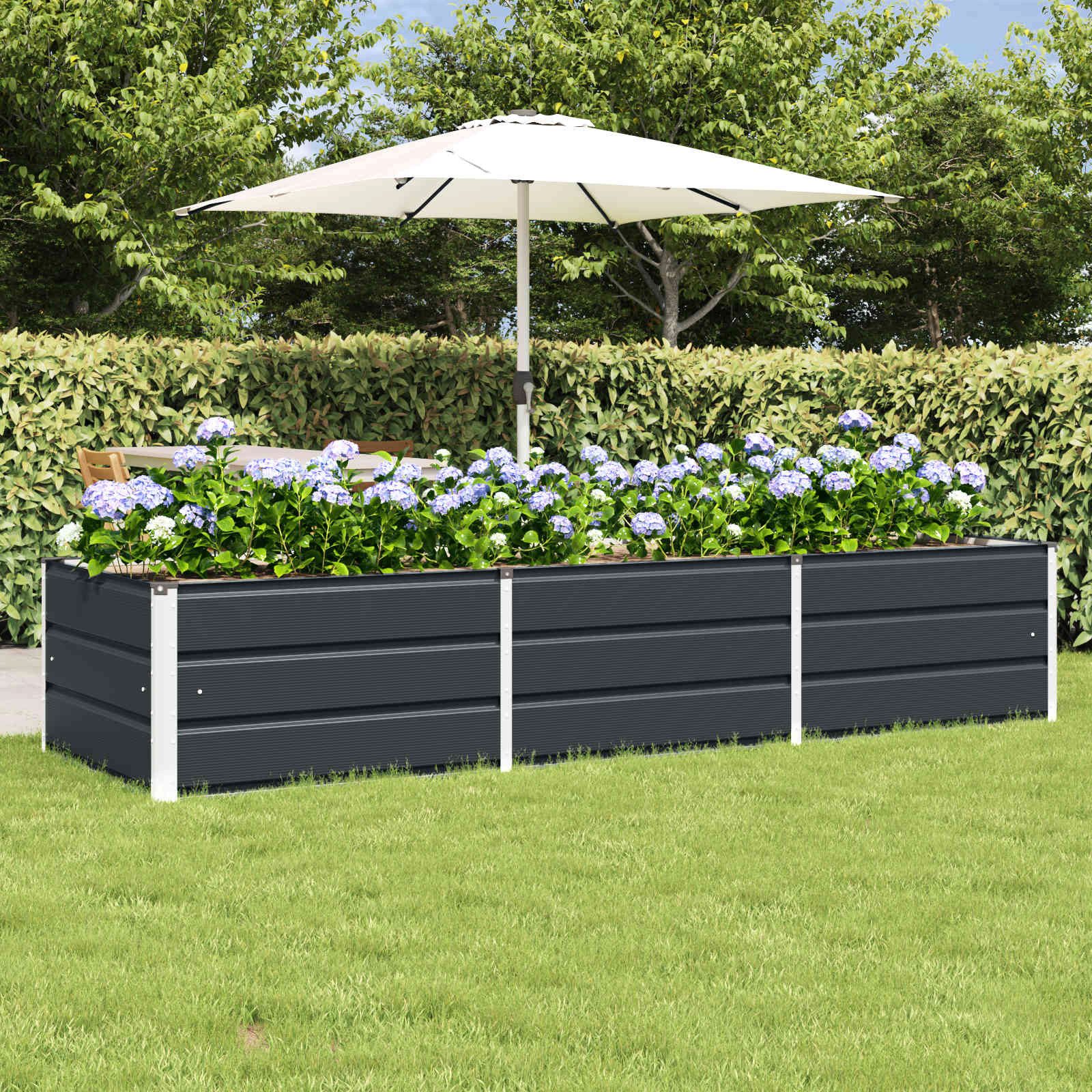 vidaXL Blumentopf Pflanzkübel Anthrazit 240 x 80 x 45 cm Stahl (1 St)