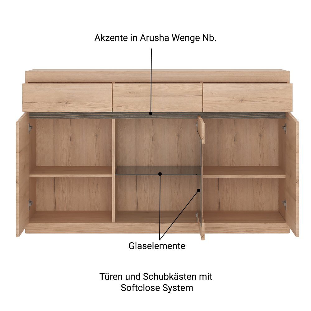 Lomadox Sideboard SANFORD-129, San Remo Eiche günstig online kaufen