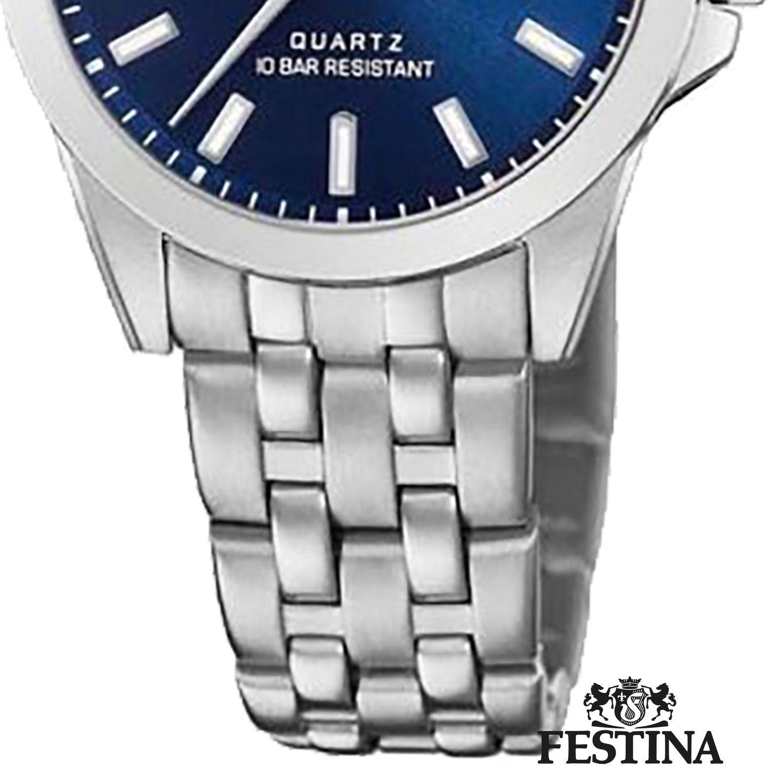 Festina Quarzuhr Festina Damen Uhr F20455/3 Edelstahl, (Analoguhr), Damen Armbanduhr rund, Edelstahlarmband silber