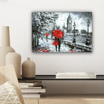 OneMillionCanvasses® Gemälde Gemälde - Regenschirm - Öl, (1 St), Wandbild Leinwandbilder, Aufhängefertig, Wanddeko, 30x20 cm