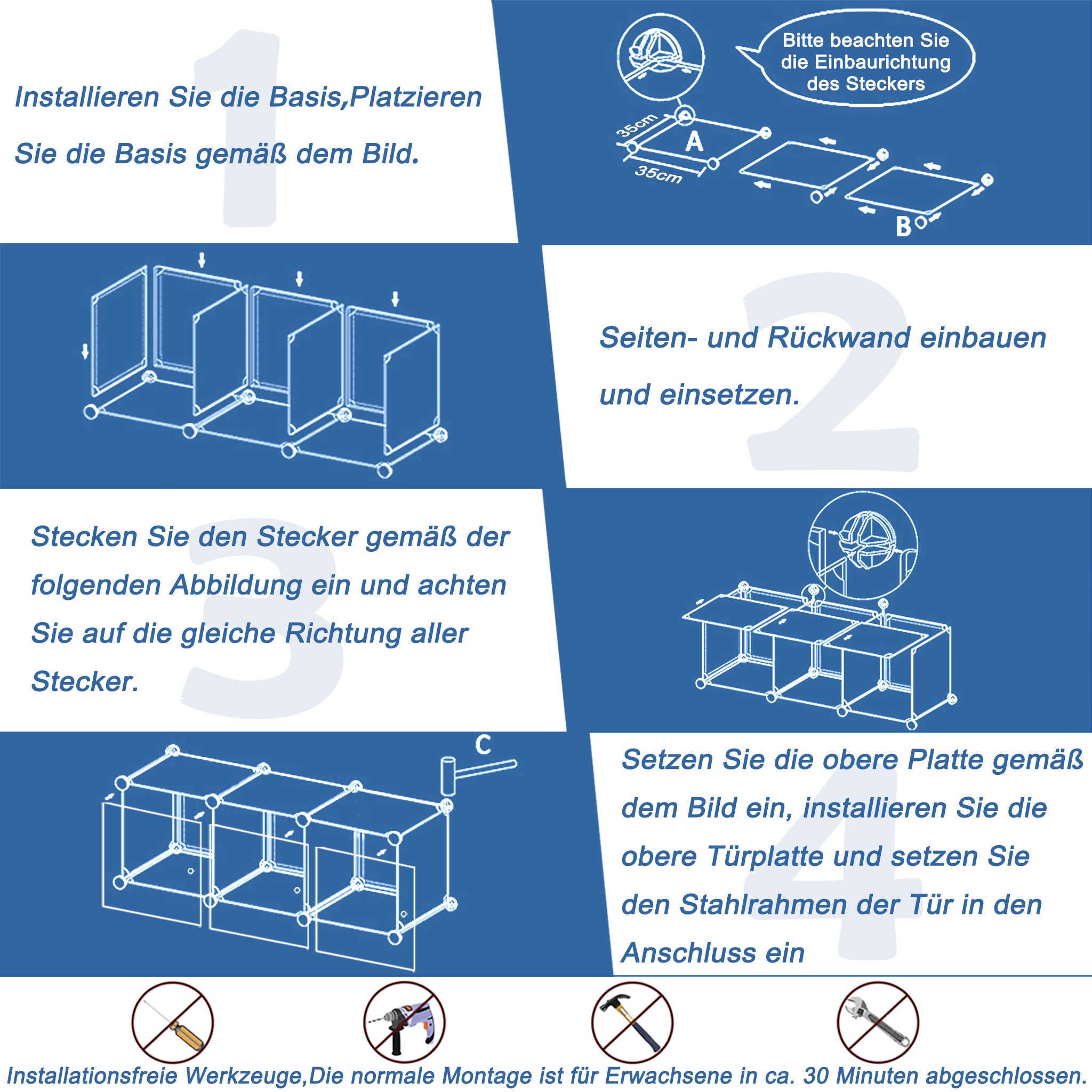 FIVMEN Kleiderschrank DIY Regalsystem Platzsparendes Steckregalsystem – Bild 3 von 5