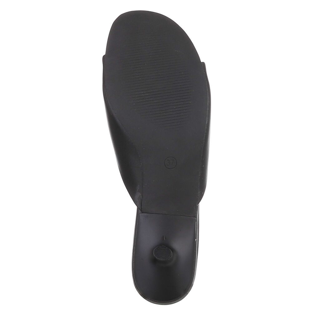 Ital-Design Damen Mules mit Blockabsatz und offener Spitze Pantolette (91849342) Pfennig-/Stilettoabsatz Pantoletten in Schwarz