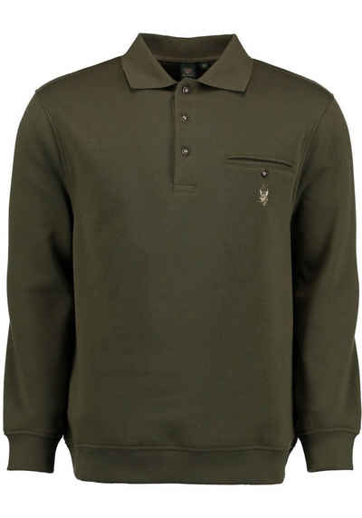 OS-Trachten Sweatshirt Rizapa Jagdsweatshirt mit Rehkopf-Stickerei auf Brusttasche und Kragen