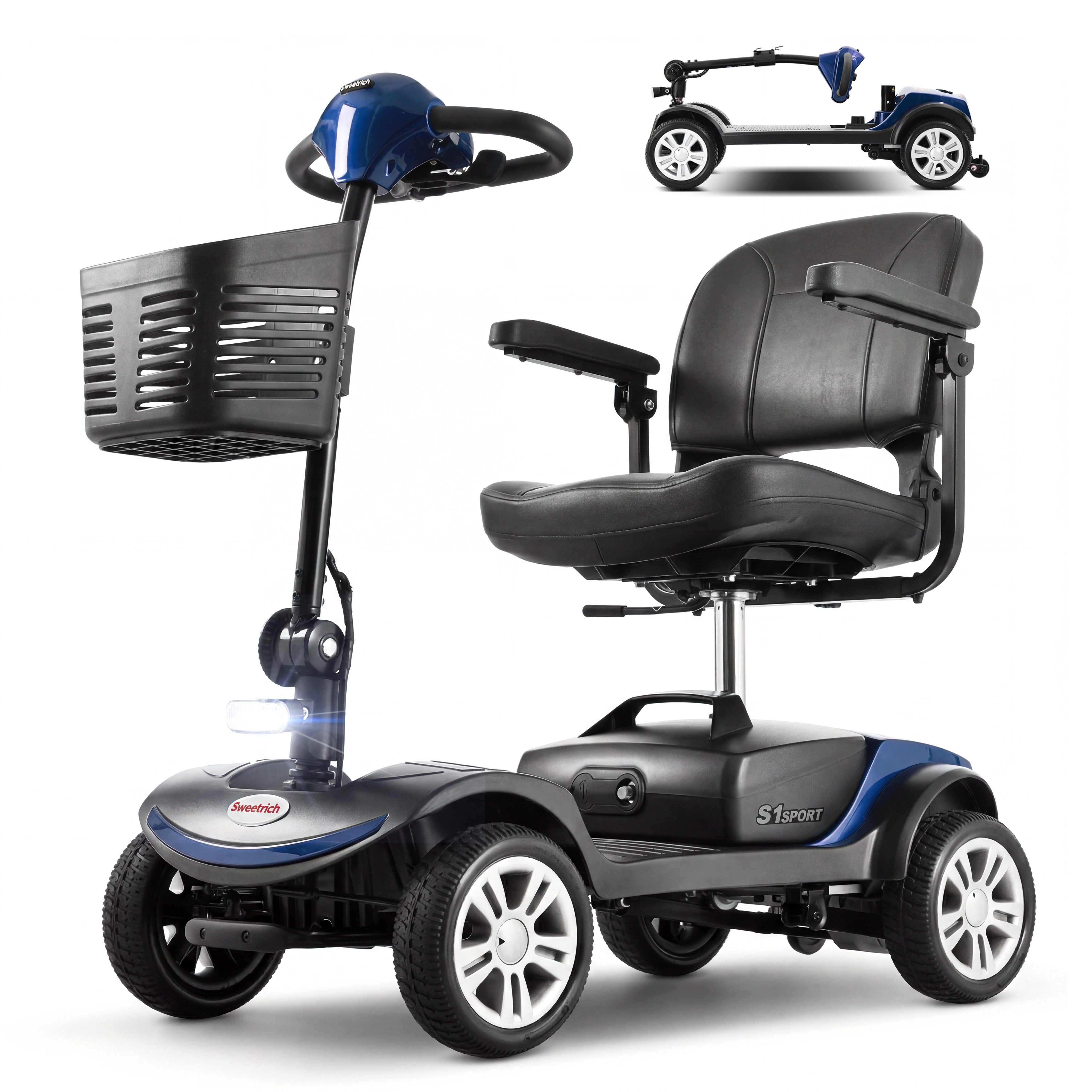 Vankel Elektromobil S1 Sport Elektro-Mobilitätsroller, seniorengerecht, max.20km,6km/h, 300 W, manuelles Schieben faltbar Tragegriff maximale Steigung 8 Grad