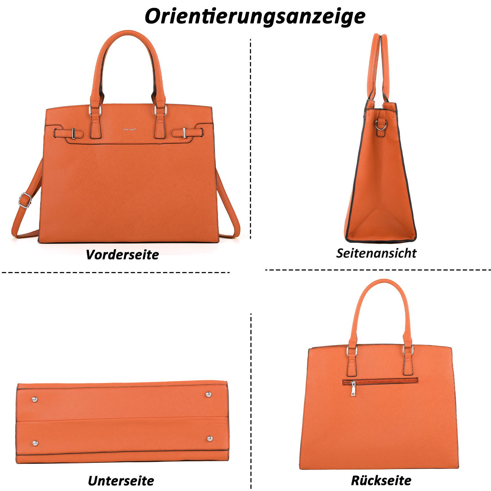 TAN.TOMI Aktentasche Handtasche Damen Shopper Damen Große Schwarz Gross Laptop Tasche, 15.6 Zoll Elegant Leder Umhängetasche für Büro Arbeit Schule