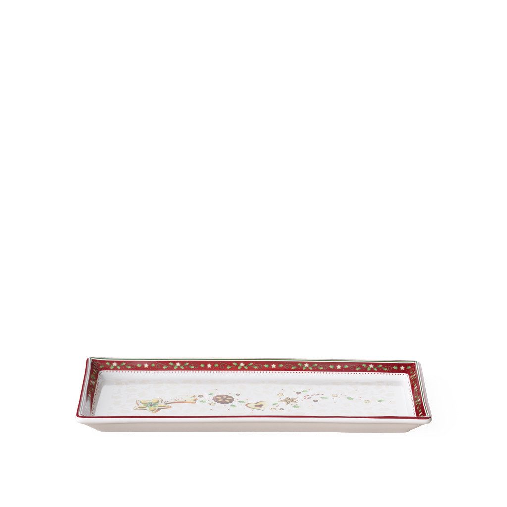 Villeroy & Boch Tortenplatte Winter Bakery Delight rechteckige Kuchenplatte, Porzellan, (1-tlg), Premium Porcelain, 1 Stck, Handw., mikrow.sicher
