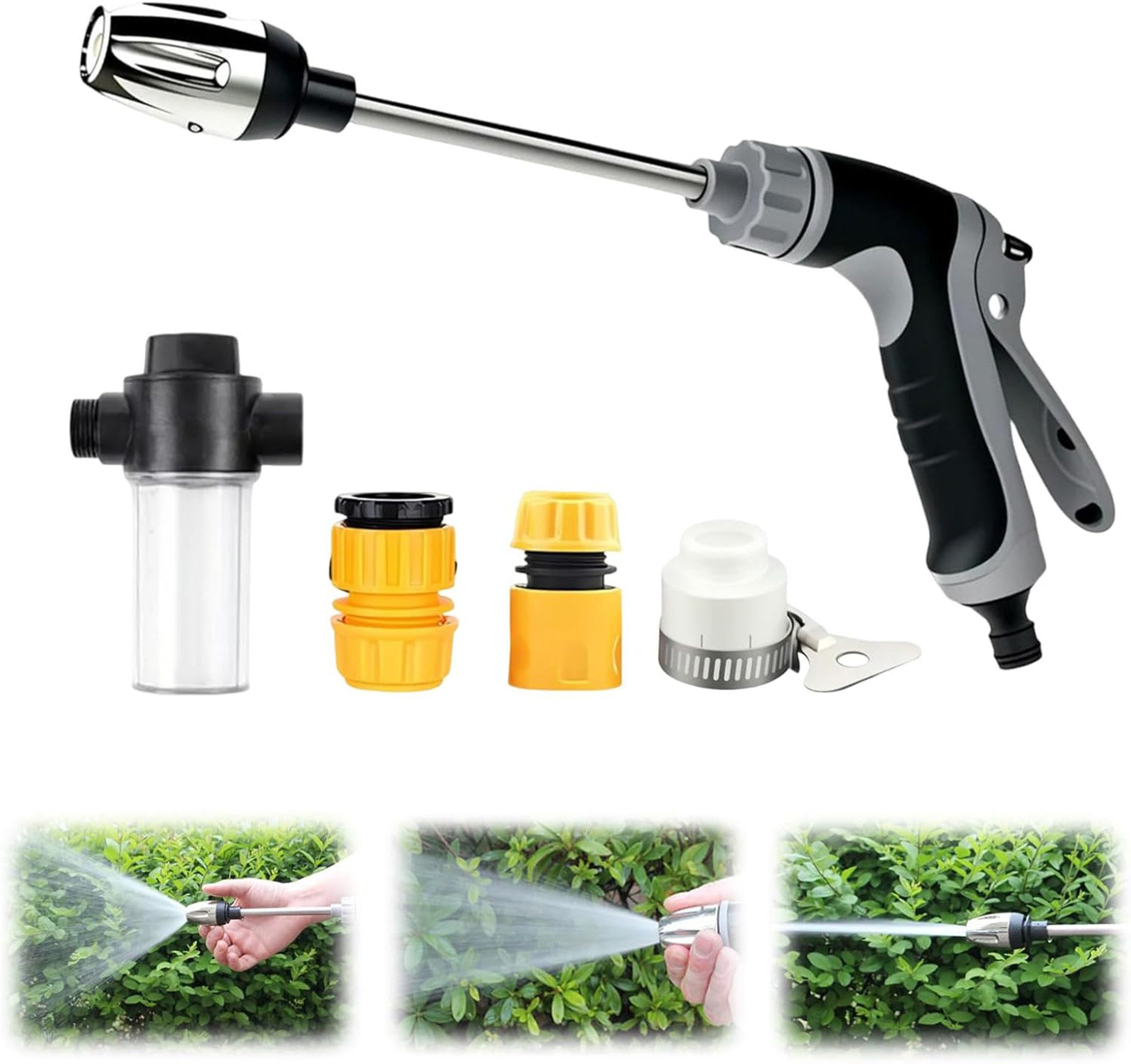 Luckice Sprühmanschette Hochdruckpistole mit 3 Sprühmustern für Garten & Autoreinigung, (Hochdruckpistole, Gartenschlauch, Hochdruckdüse, 1-tlg., Auto, Terrasse, Gartenreinigung), 3 verstellbare Sprühmodi, Vielseitig für Auto, Garten & Haustiere