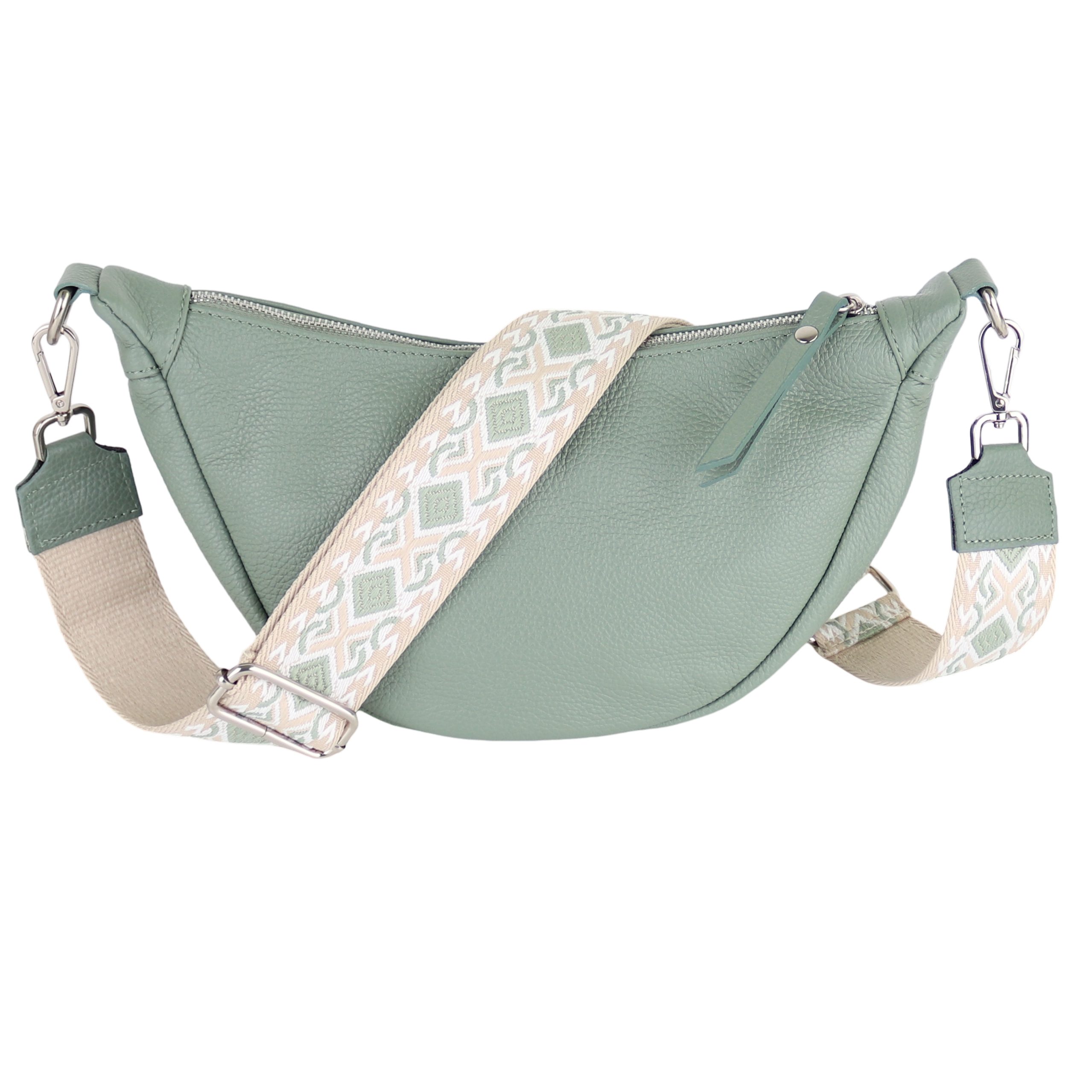 Schultertasche Damen Runde aus Echtleder, Made in Italy, Brusttasche,Umhängetasche