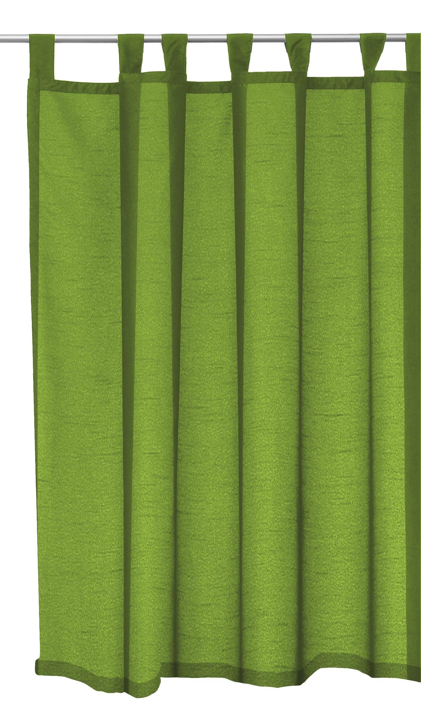 Gardine Vorhang halbtransparent Seidenglanz Schlaufen Gardine Schlaufenschal, Haus und Deko, Schlaufen (1 St), halbtransparent, Polyester Grün
