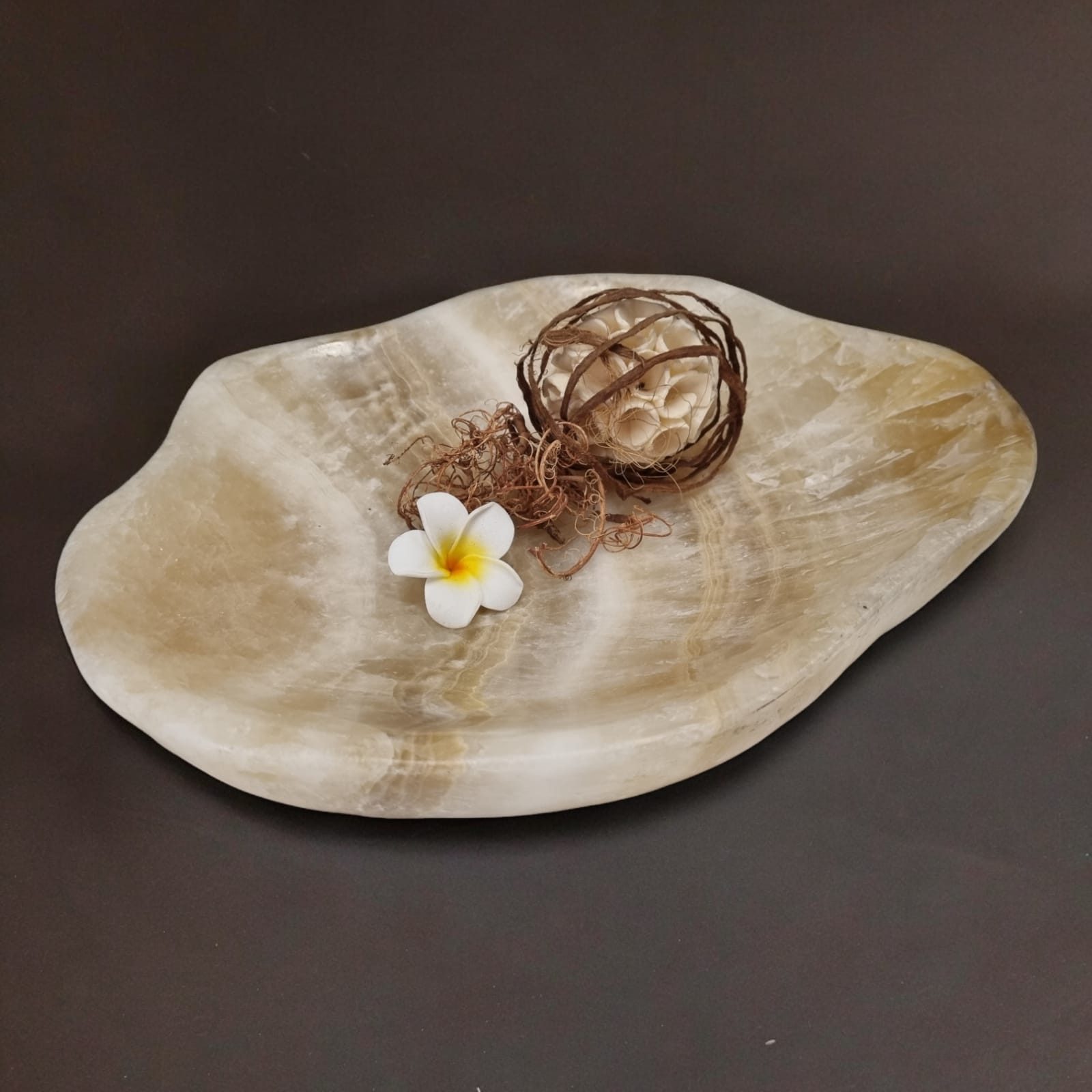 Kinaree Dekoschale Dekoschale Länglich Onyx Natur, poliert, Naturstein, ONYX Marmor, Beige, handgefertigt, Unikat