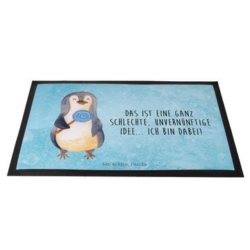Fußmatte Pinguin Lolli - Eisblau - Geschenk, Vorleger, Gauner, Kind, Motivfußm, Mr. & Mrs. Panda, Höhe: 0.6 mm