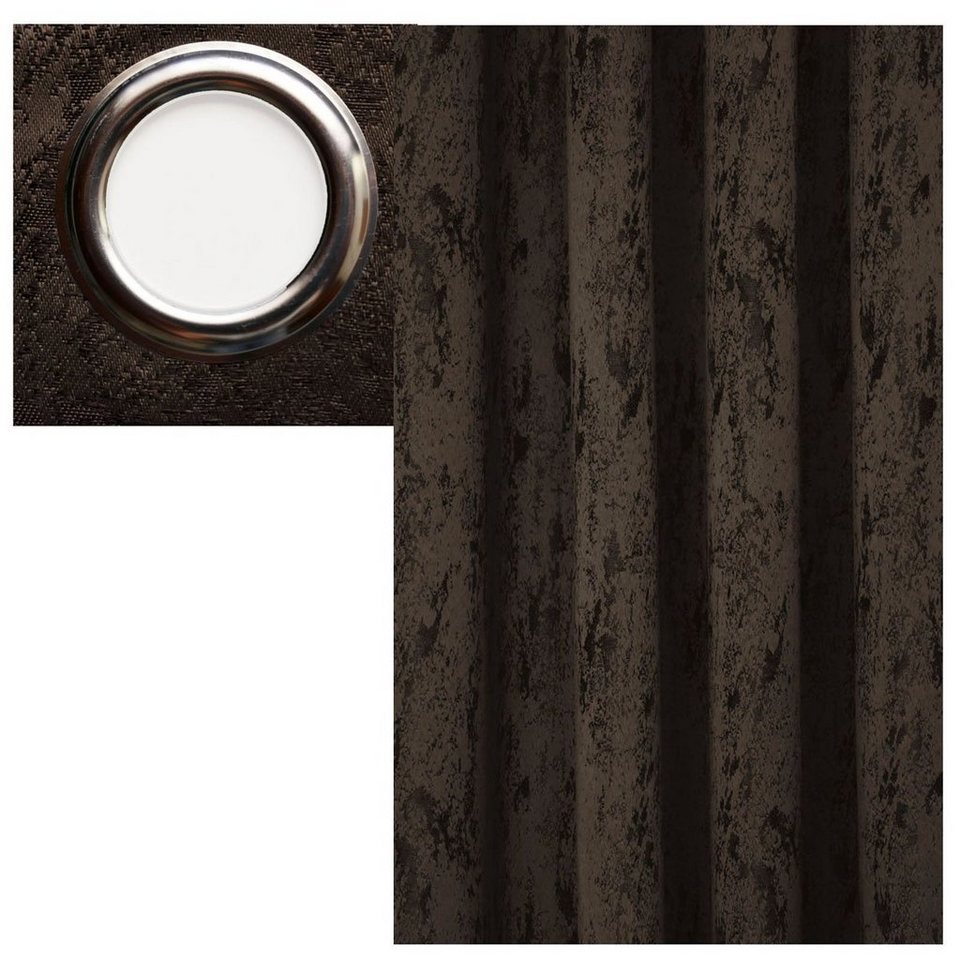 Gardine MELIERT Vorhang ÖSEN Blickdicht marmoriert Gardine einfarbig,  Brilliant, Ösen (1 St), blickdicht, Jaquard, glänzend