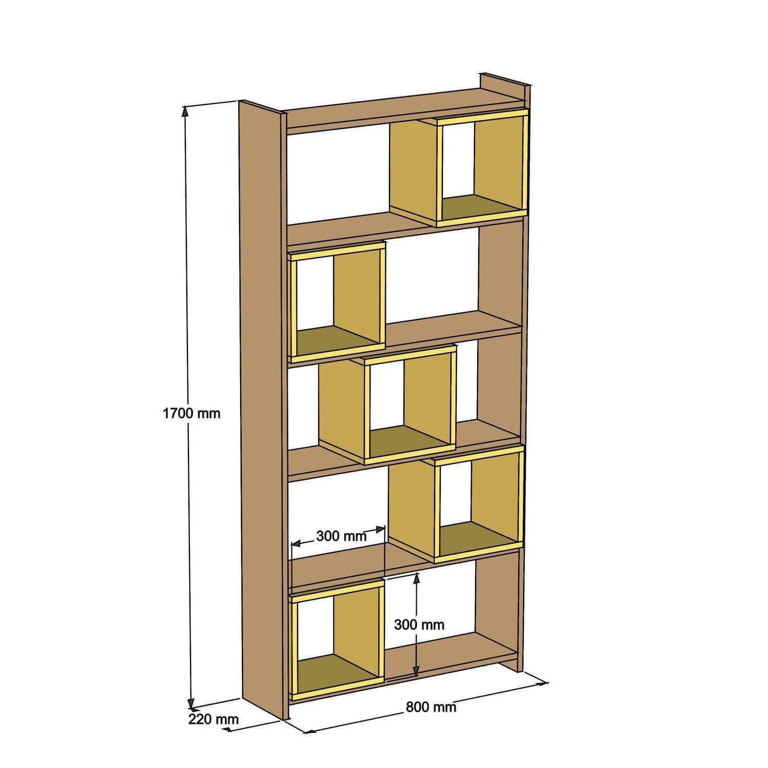 Bücherregale, Decor Box cm Skye 170x80x22 Bücherregal CMY,Gelb,