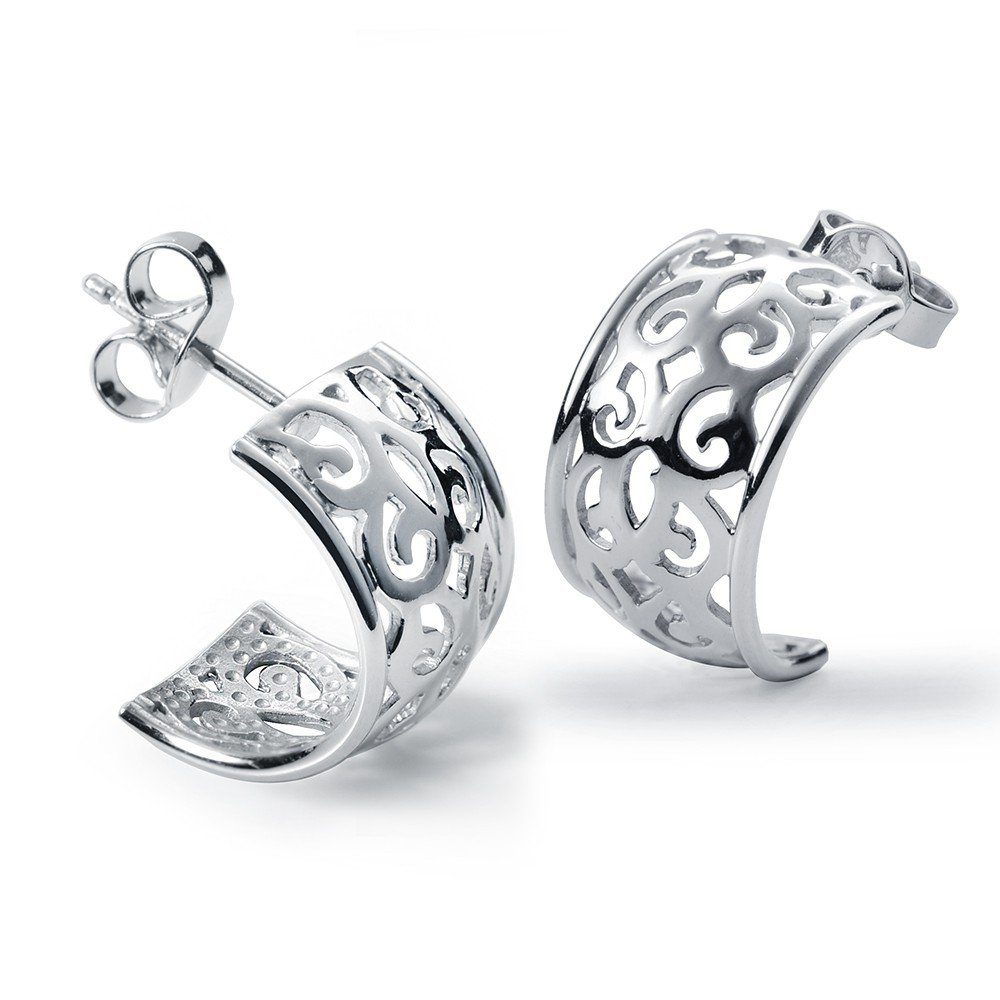 Materia Paar Creolen Damen Silber Halbcreolen Ornamente SO-72, 925 Sterling günstig online kaufen